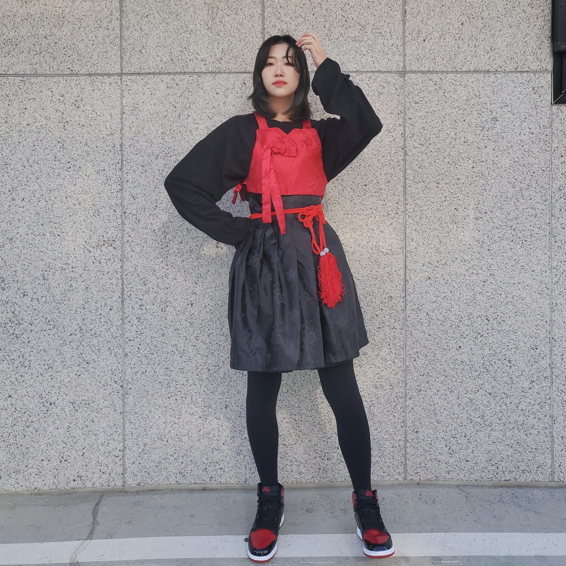 (GS) Jordan 1 Retro High OG Patent Bred 착용 스타일