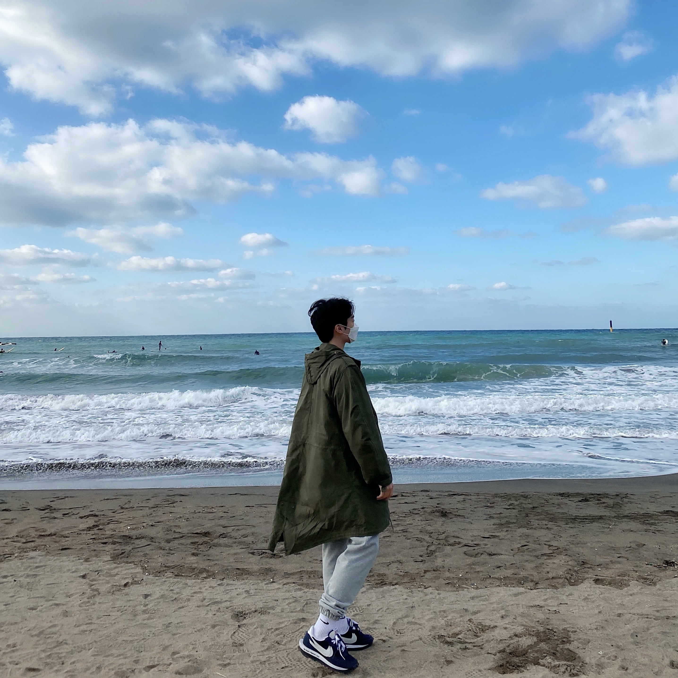 Nike x Sacai x Fragment LDWaffle Blackened Blue 착용 스타일