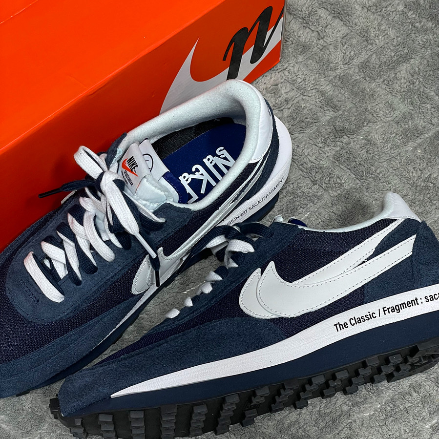 Nike x Sacai x Fragment LDWaffle Blackened Blue 착용 스타일 - 1