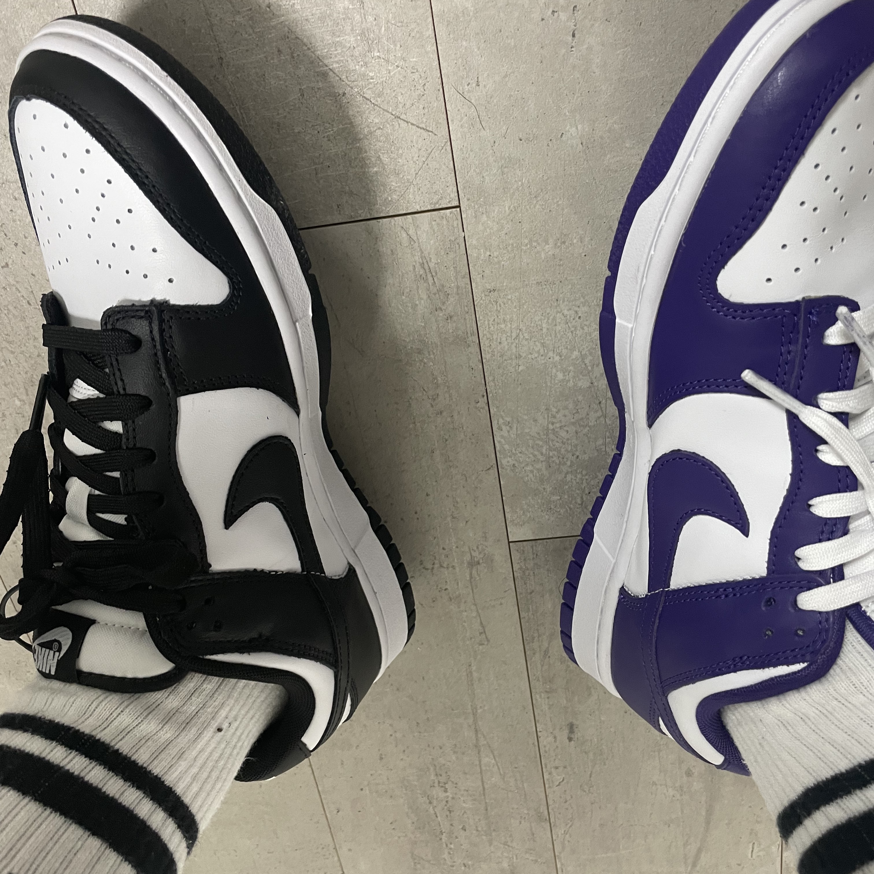 Nike Dunk Low Retro Black, Nike Dunk Low Retro Championship Court Purple 착용 스타일 - 2
