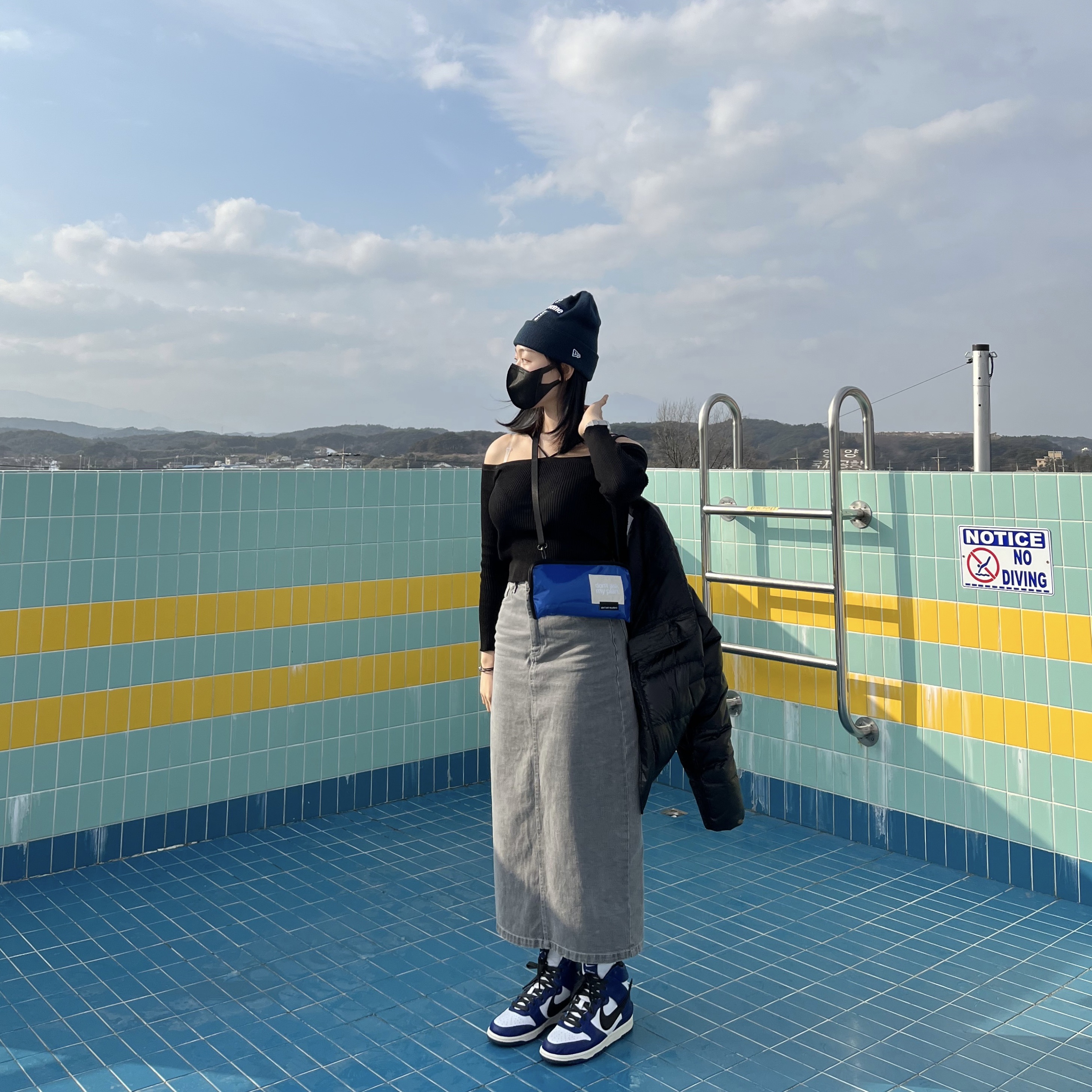Nike x Ambush Dunk High Deep Royal Blue, Supreme New Era Cross Box Logo Beanie Navy - 20FW 착용 스타일 - 3