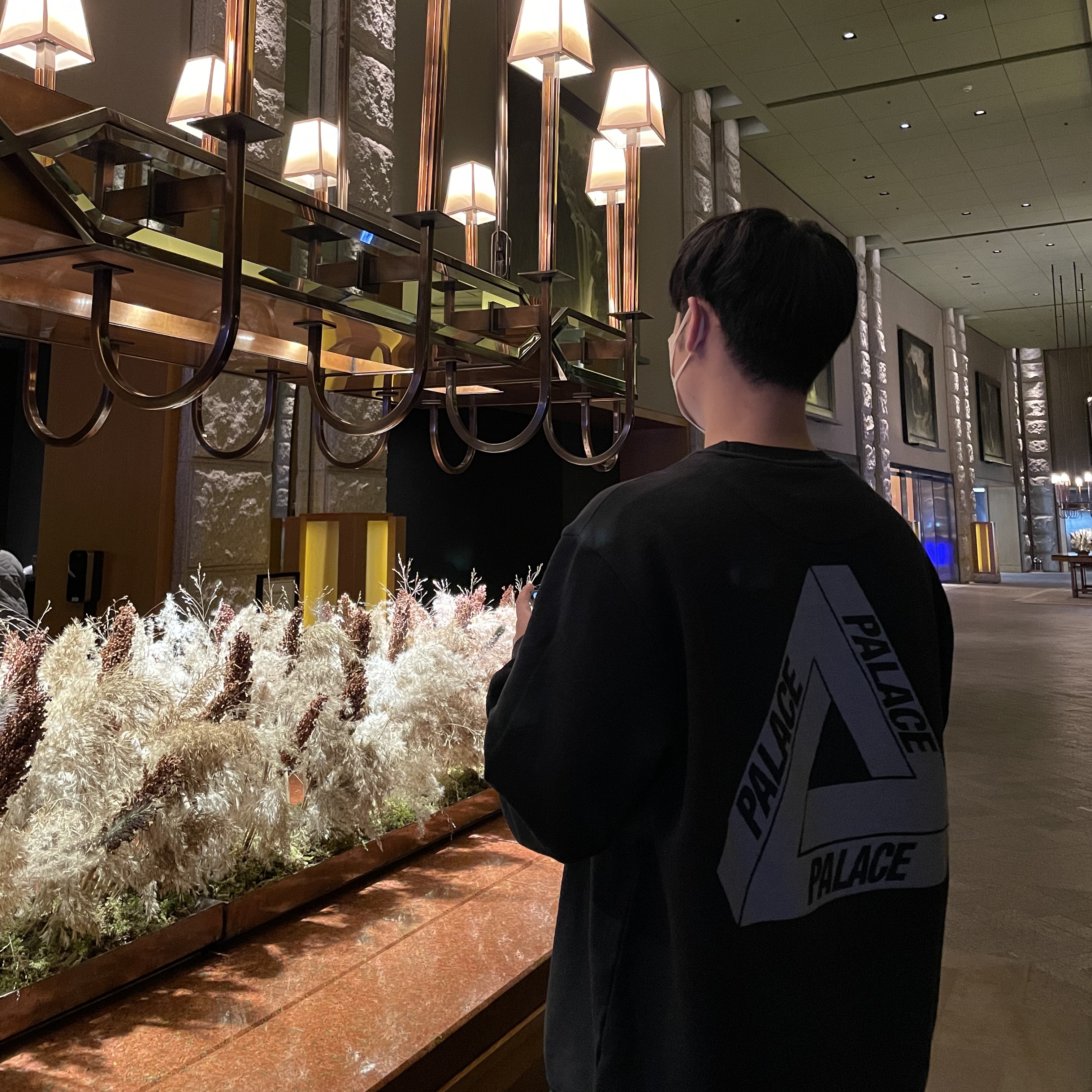 Palace Slub Crew Black - 21FW 착용 스타일