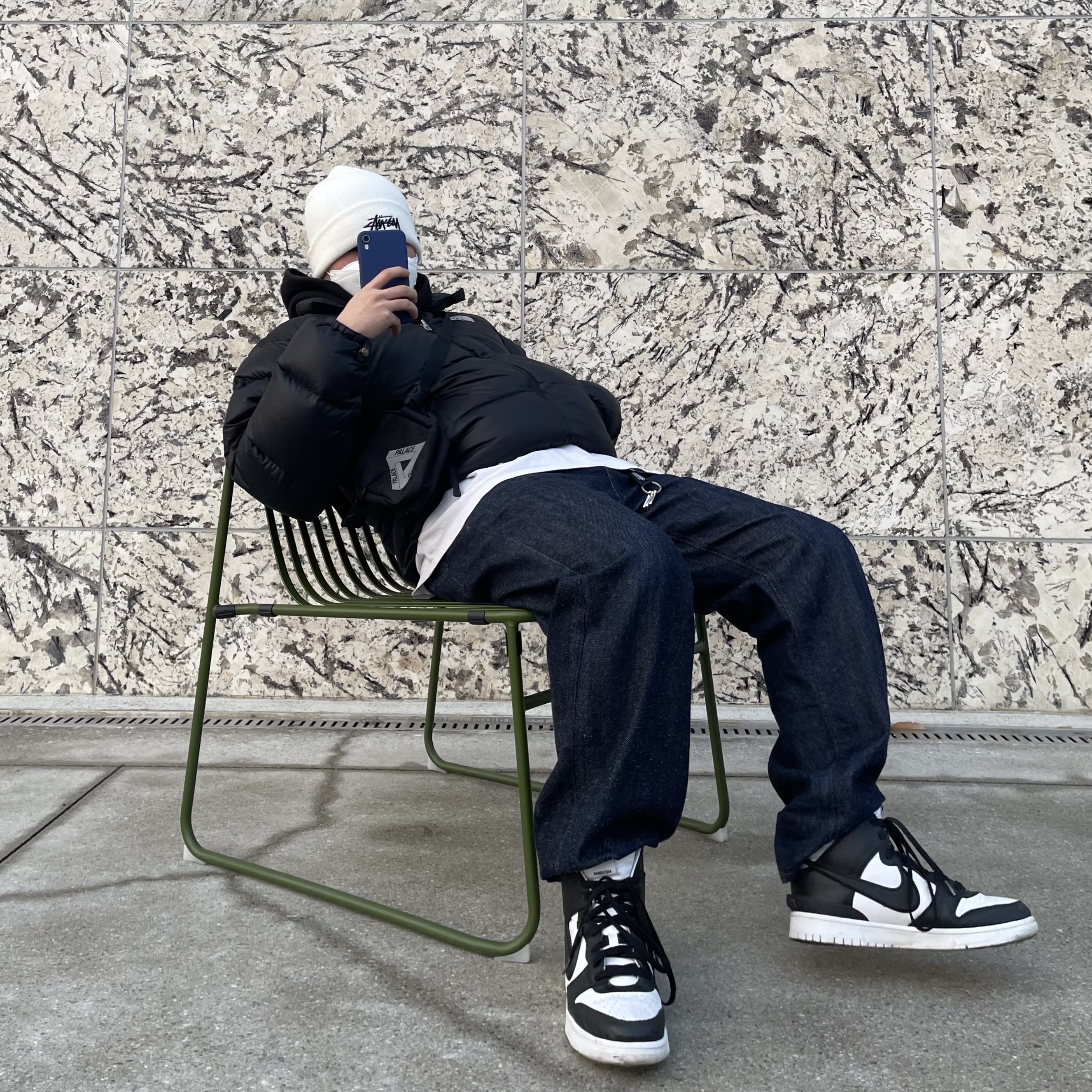 Palace Cordura Double Diamond Shot Bag Black - 21FW, Nike x Ambush Dunk High Black 착용 스타일 - 2