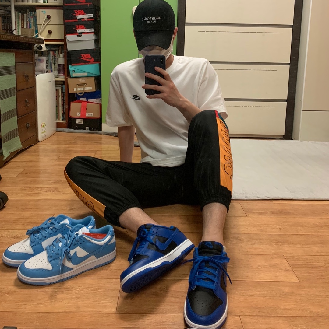 Nike Dunk Low Retro Hyper Cobalt, Nike Dunk Low Retro University Blue 착용 스타일