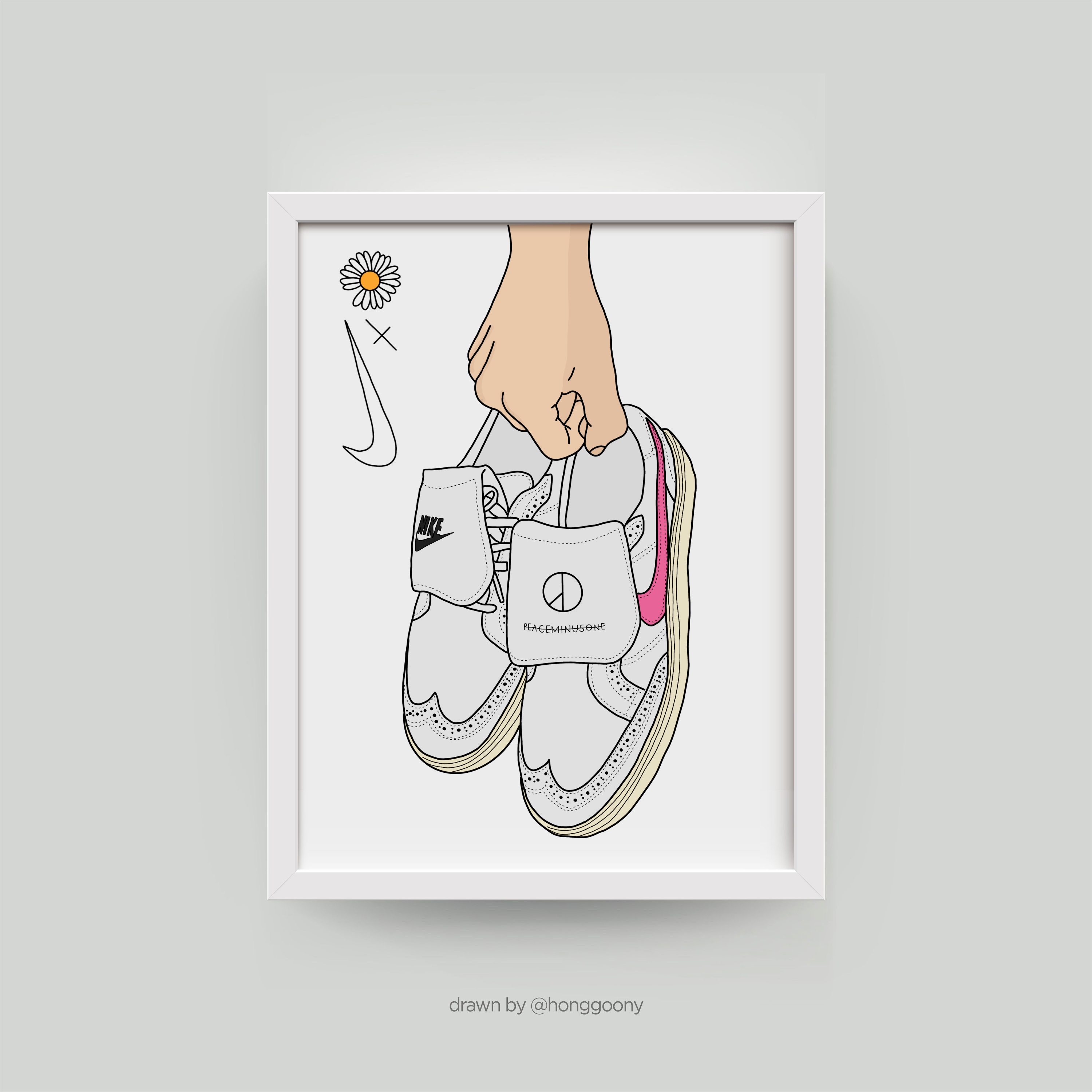 Nike x Peaceminusone Kwondo1 White 착용 스타일