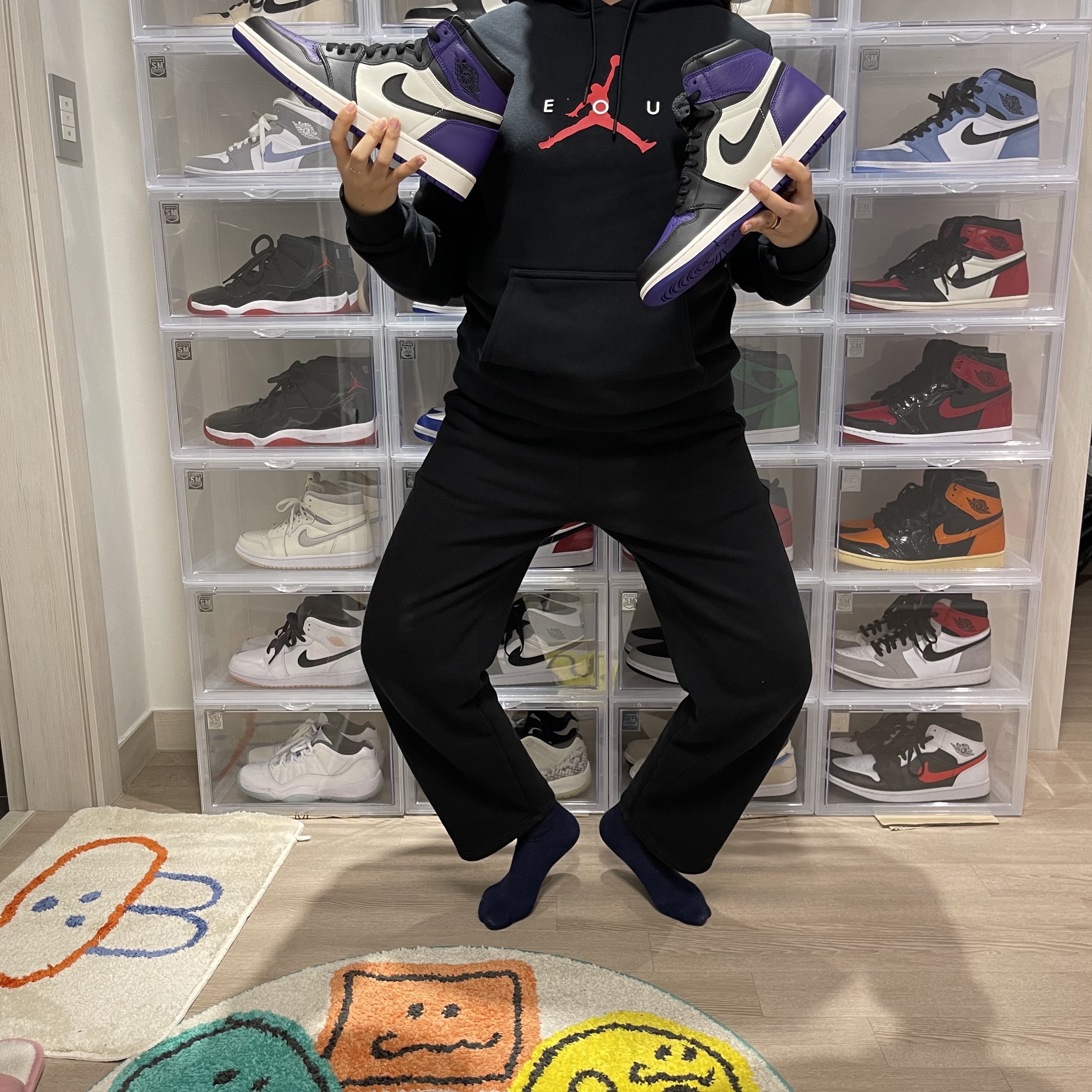 Jordan 1 Retro High Court Purple, Jordan 1 Retro High OG University Blue 착용 스타일 - 1