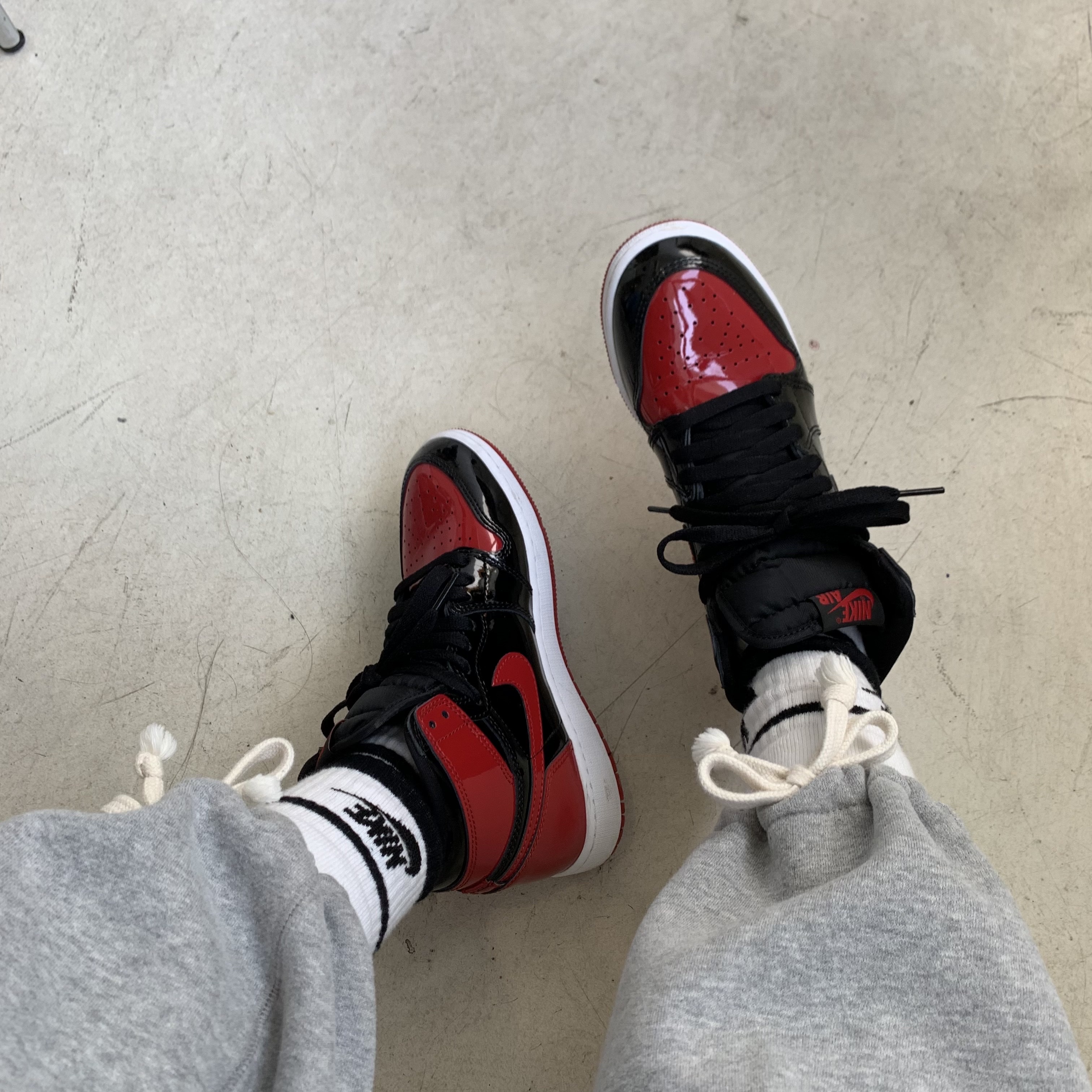 (GS) Jordan 1 Retro High OG Patent Bred 착용 스타일