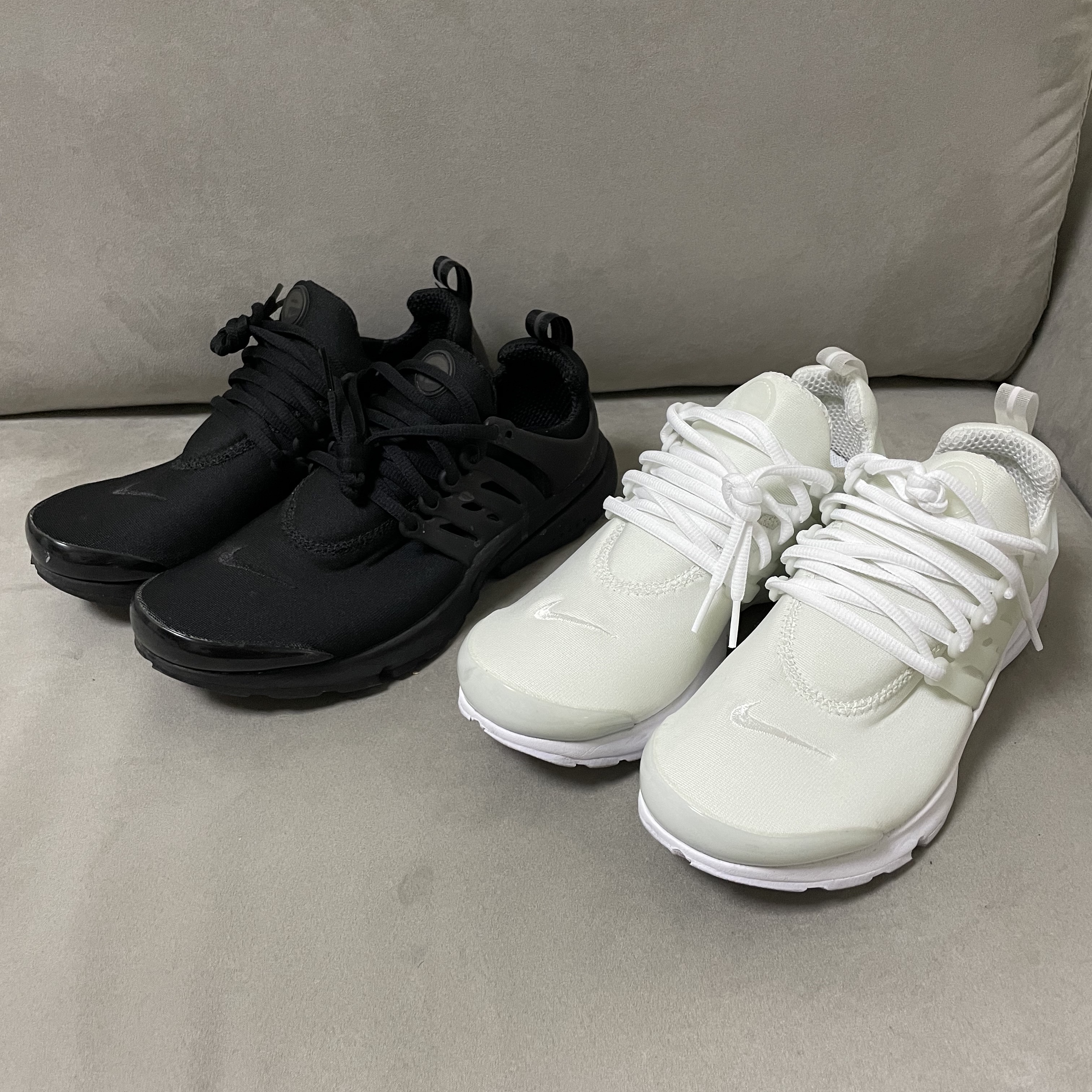 Nike Air Presto Triple Black, Nike Air Presto White Pure Platinum 착용 스타일 - 1