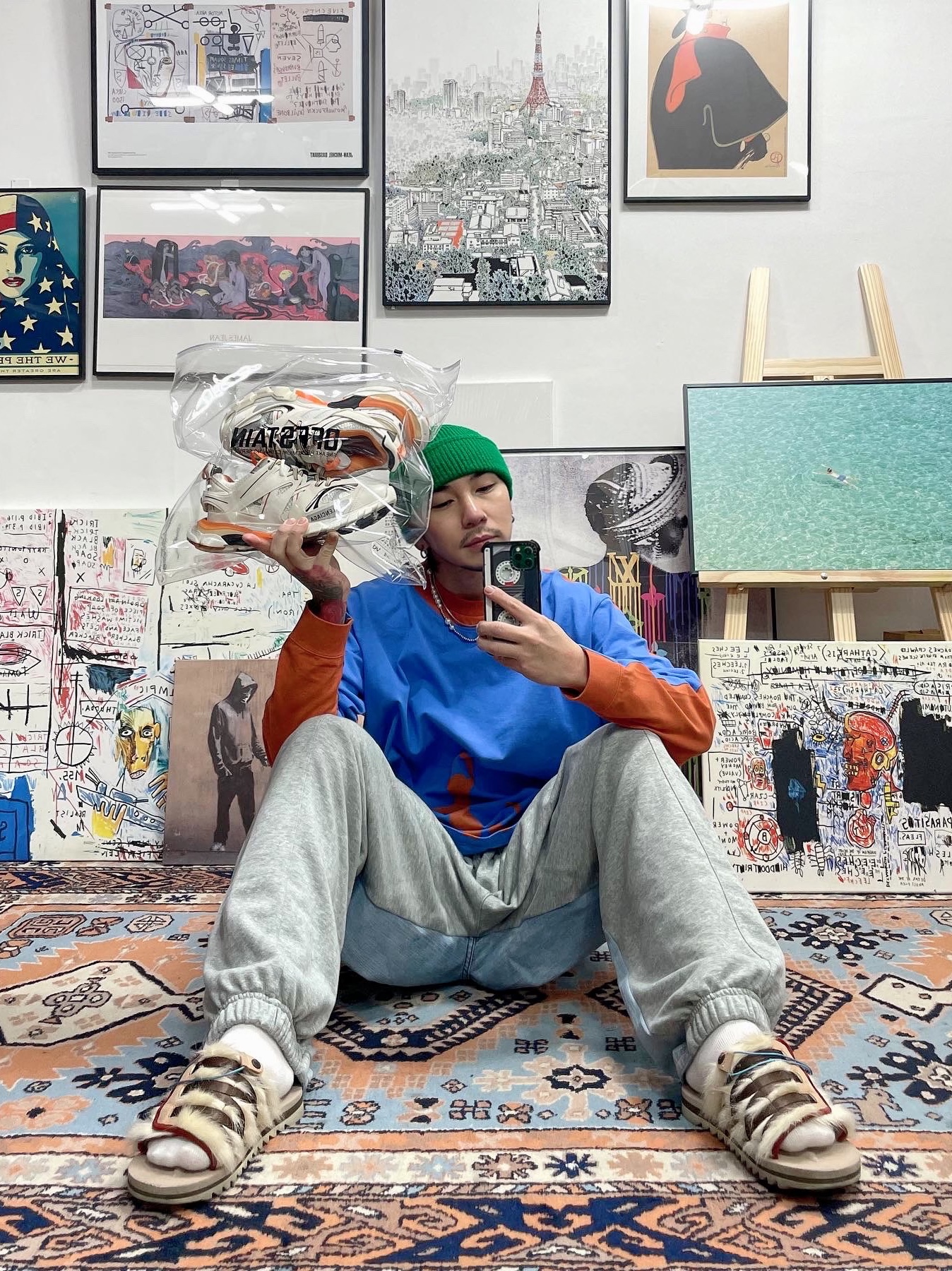 Balenciaga Track Sneakers White Orange 2019 착용 스타일