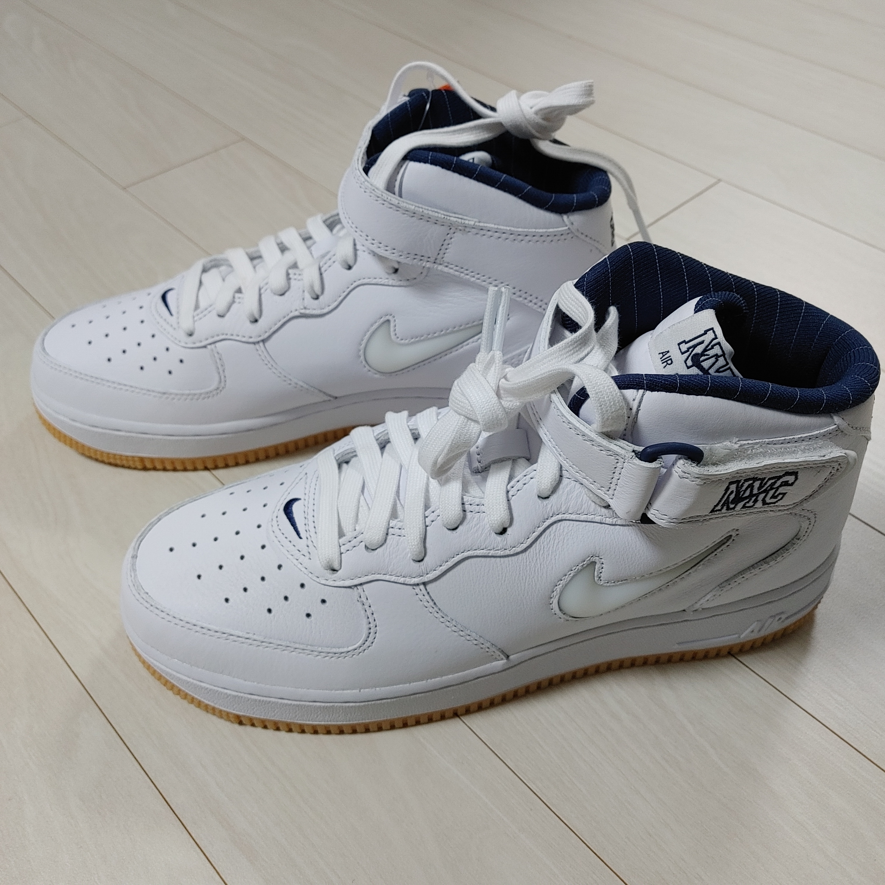 Nike Air Force 1 Mid QS NYC White Midnight Navy ์ฐฉ์ฉ ์คํ์ผ - 3