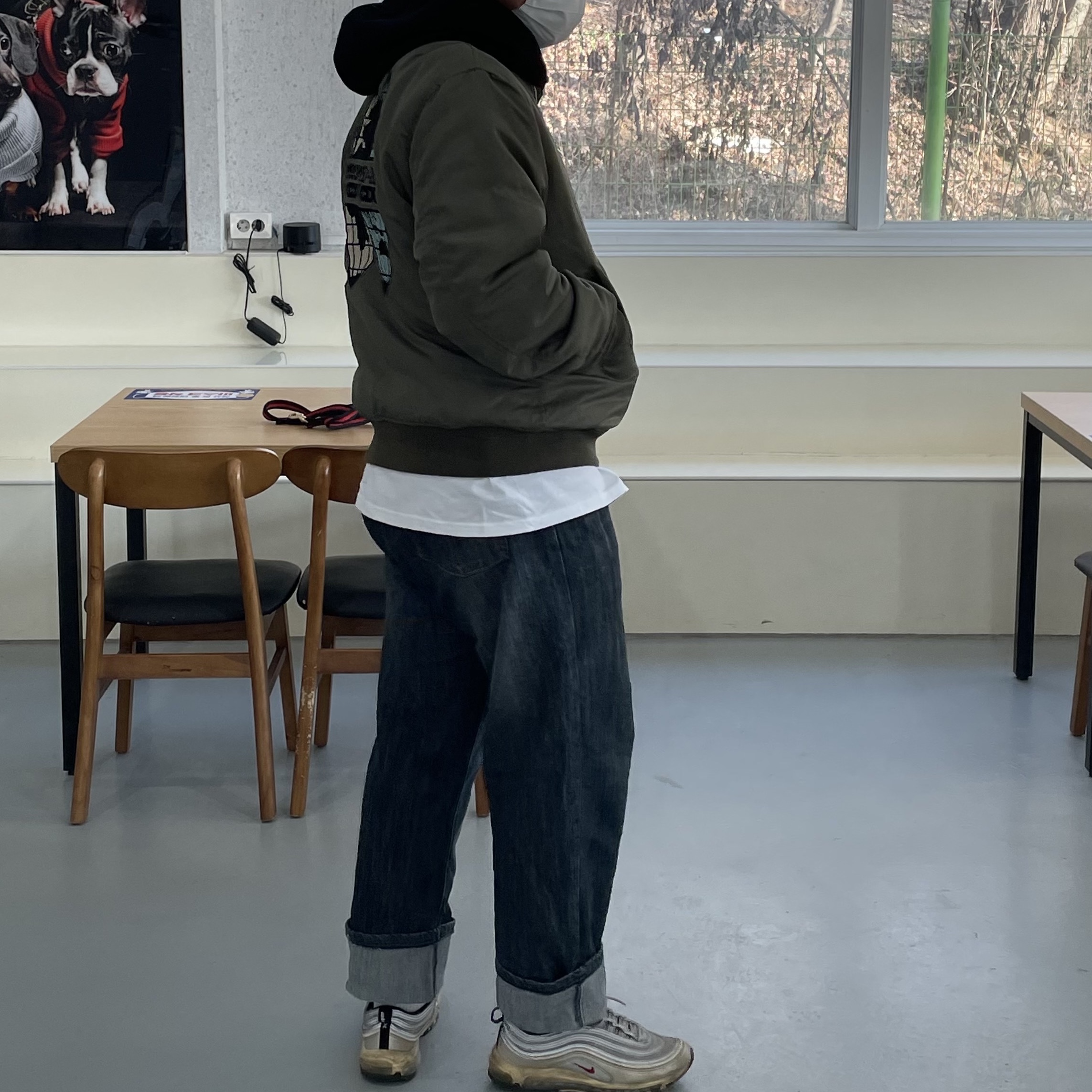 Stussy x CDG MA-1 Jacket Olive, Stussy x Martine Rose 40 WT T-Shirt 착용 스타일