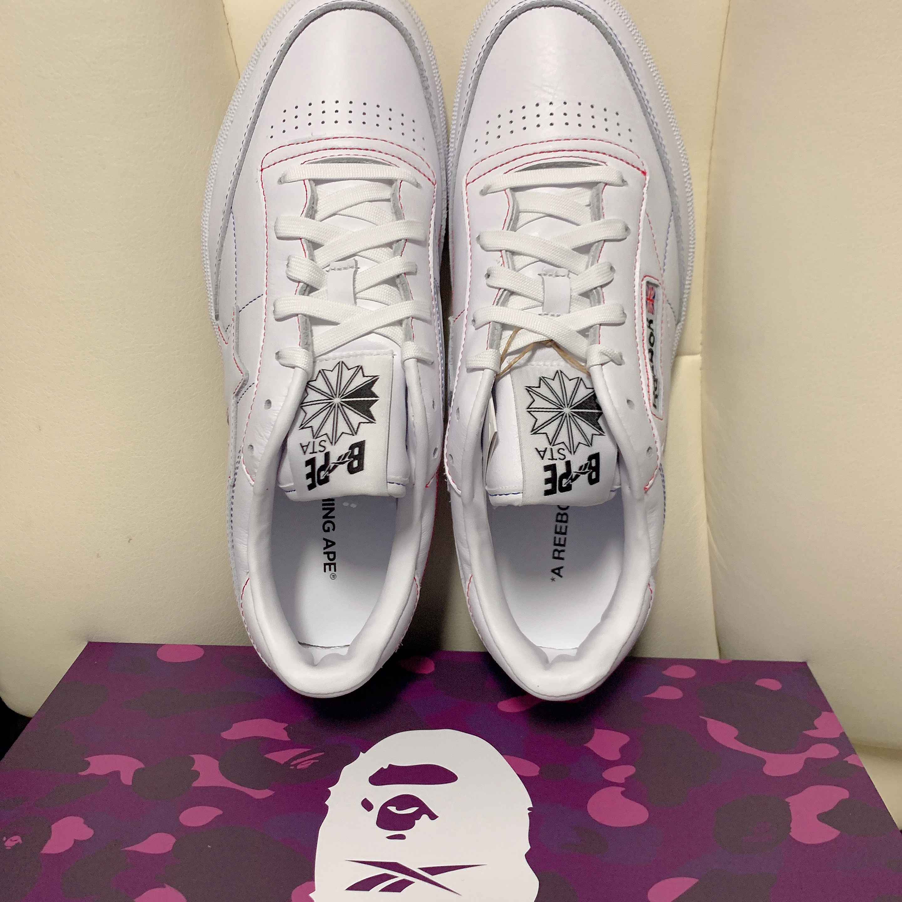 Reebok x BAPE Club C 85 White Contrast Stitch 착용 스타일 - 3