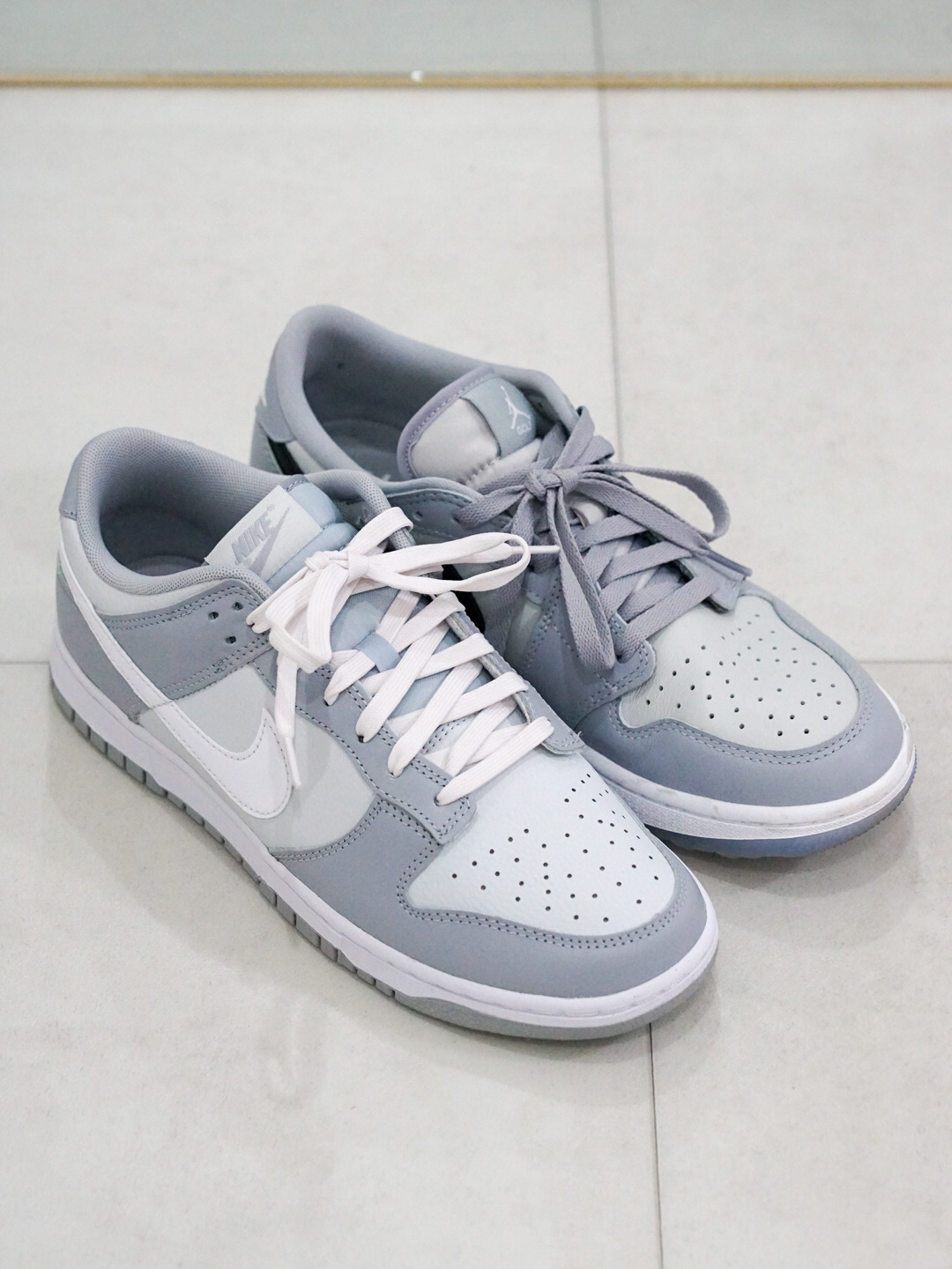 Nike Dunk Low Retro Wolf Grey, Jordan 1 Low Golf Wolf Grey 착용 스타일