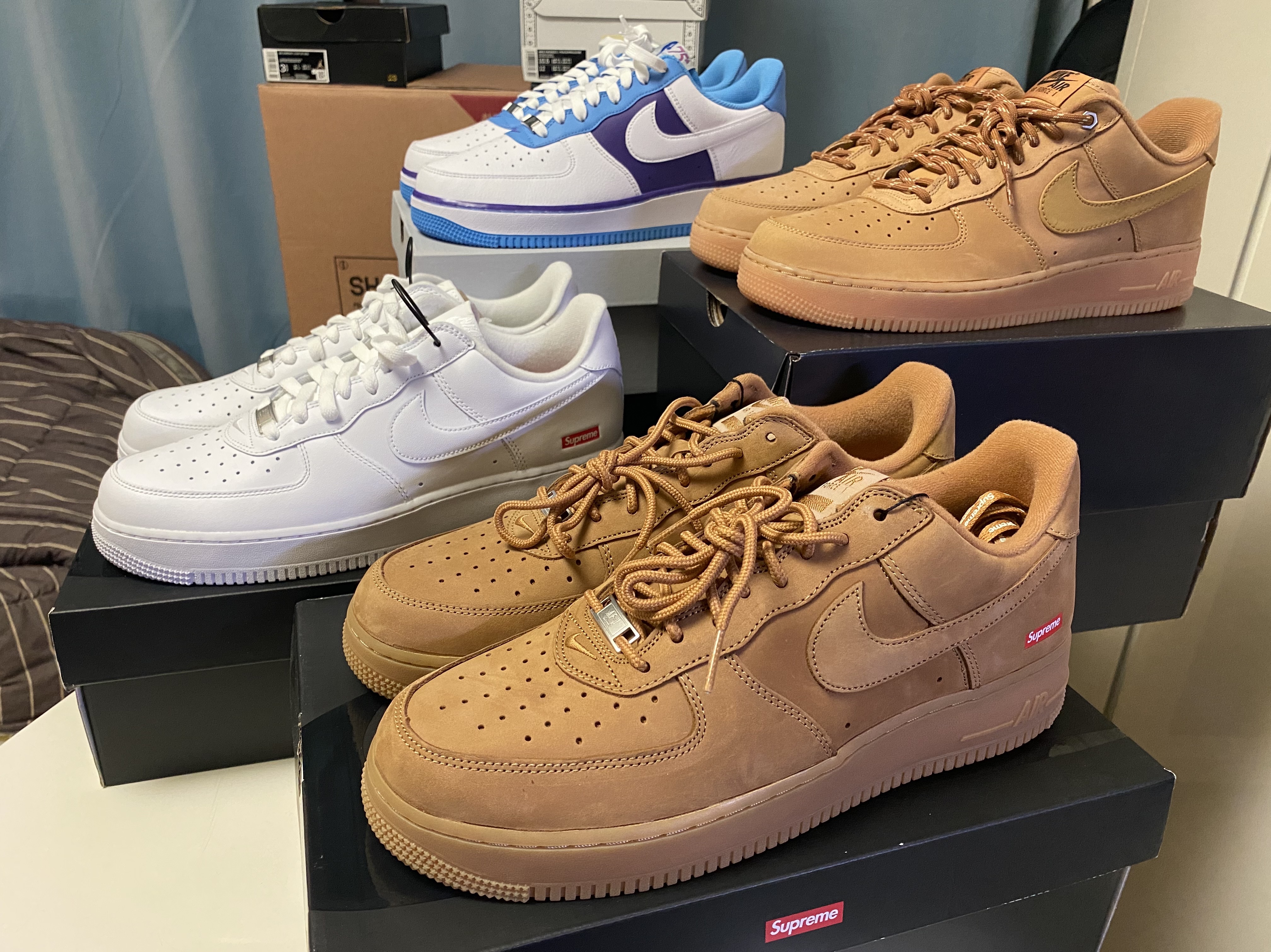 Nike x Supreme Air Force 1 Low Flax, Nike x Supreme Air Force 1 Low White 착용 스타일 - 4