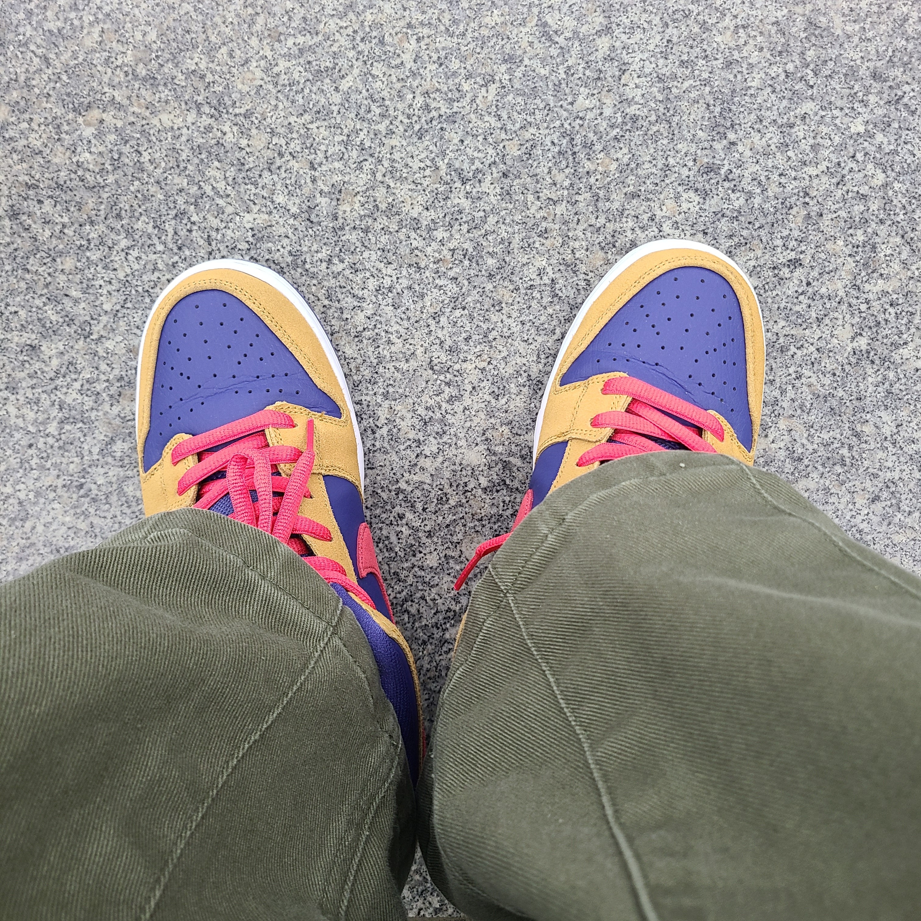 Nike SB Dunk Low Pro Wheat and Purple 착용 스타일