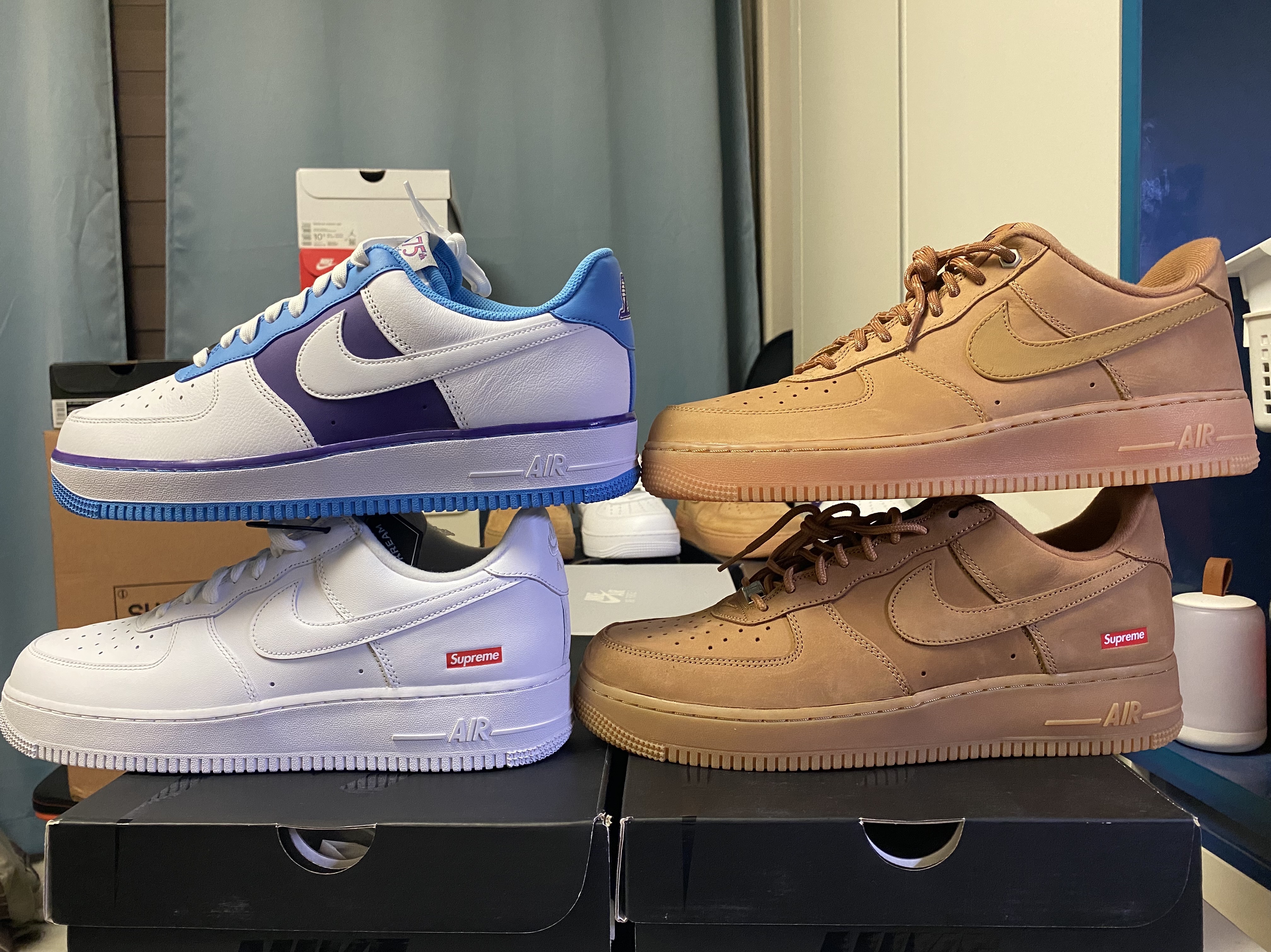 Nike x Supreme Air Force 1 Low Flax, Nike x Supreme Air Force 1 Low White 착용 스타일 - 3