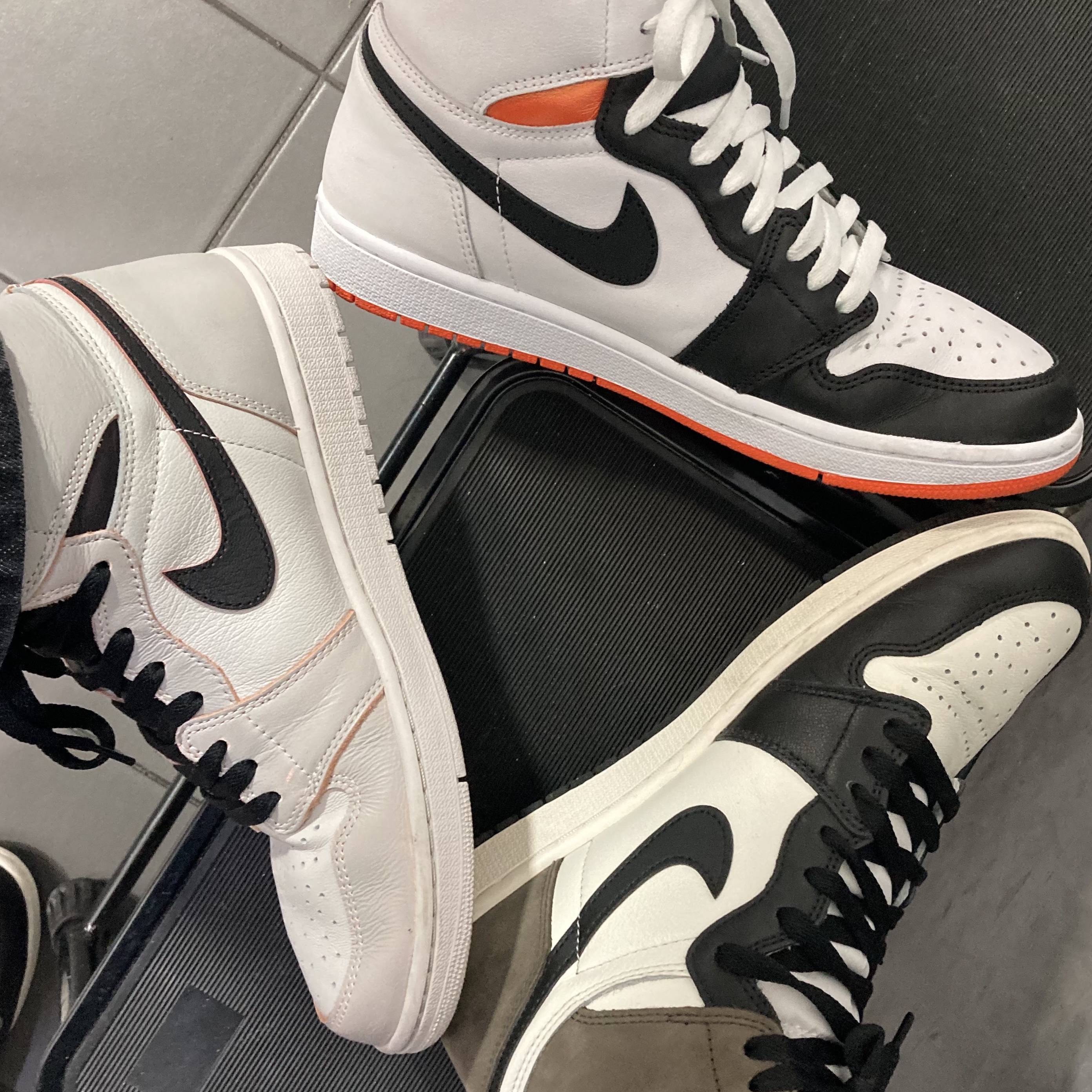 Jordan 1 Retro High OG Black Mocha, Jordan 1 Retro High OG Defiant SB NYC to Paris 착용 스타일