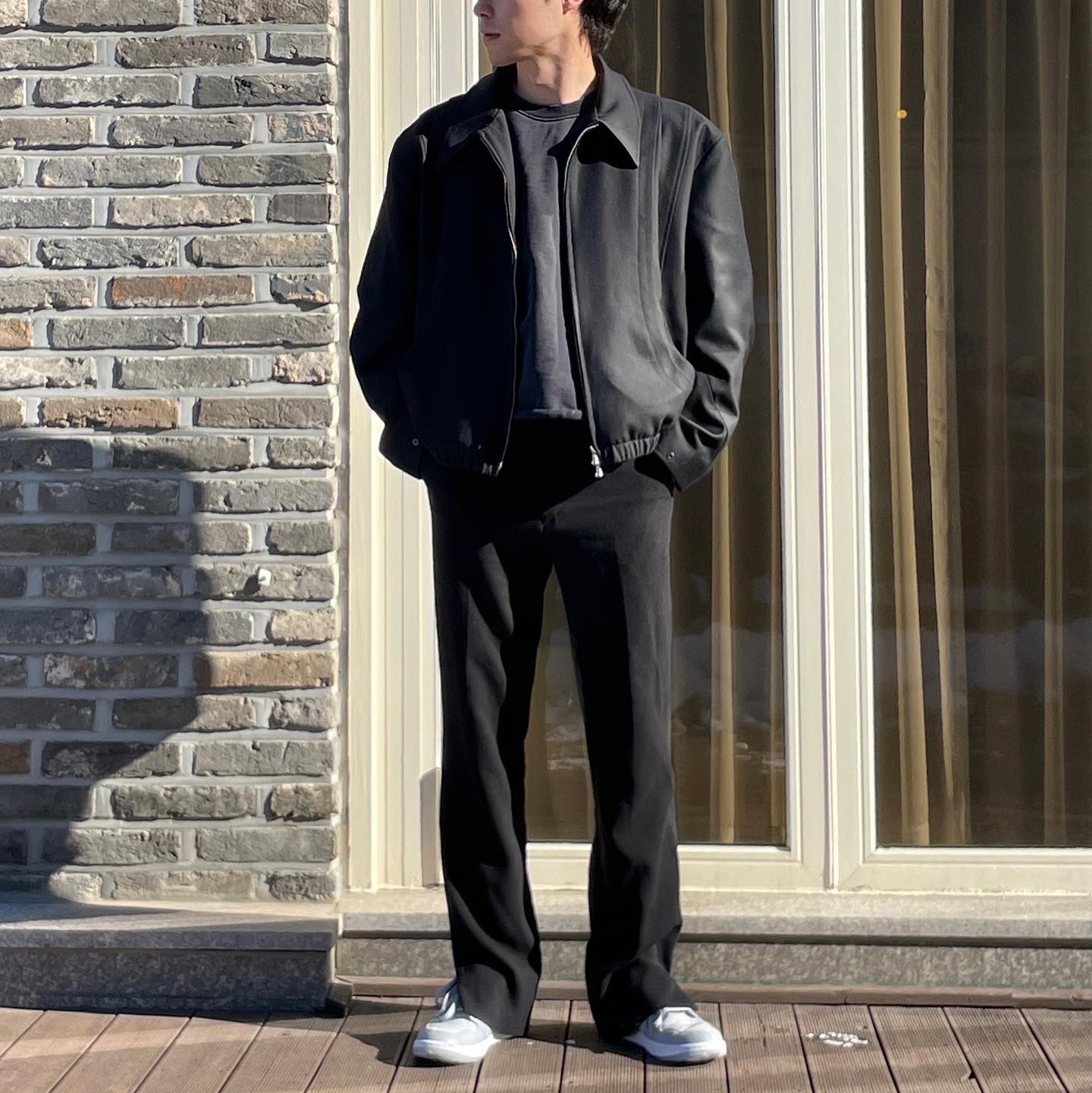 Jordan 1 Low Golf Wolf Grey 착용 스타일 - 1