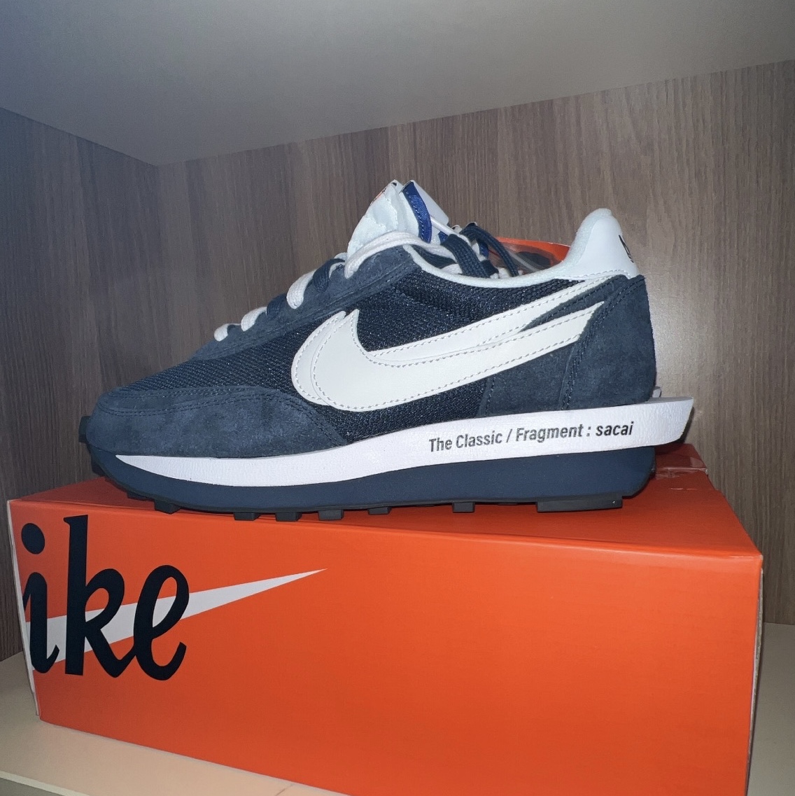 Nike x Sacai x Fragment LDWaffle Blackened Blue 착용 스타일 - 3