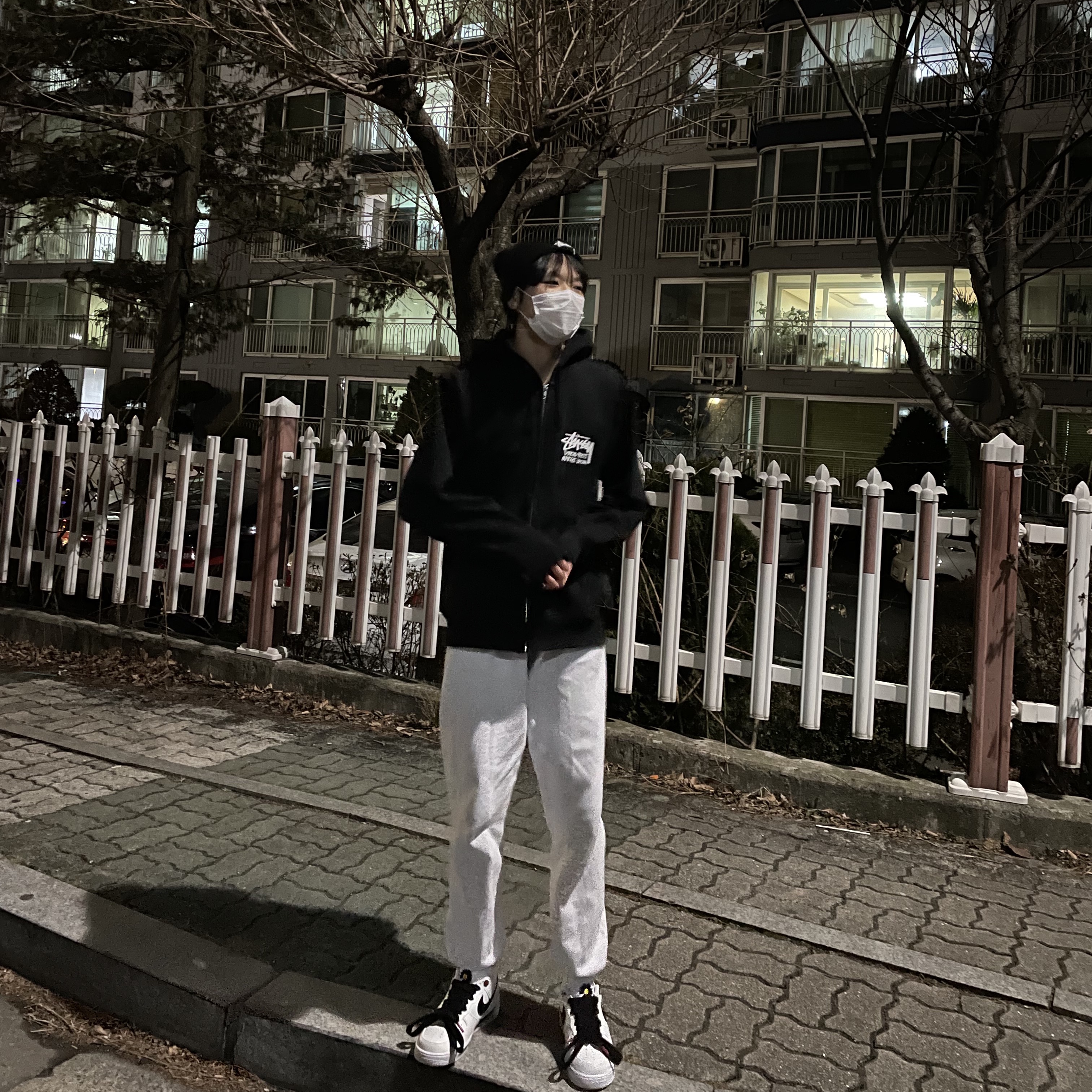 Nike x Peaceminusone Air Force 1 Low Para-Noise 2.0, Stussy Basic Cuff Beanie Black 착용 스타일 - 1