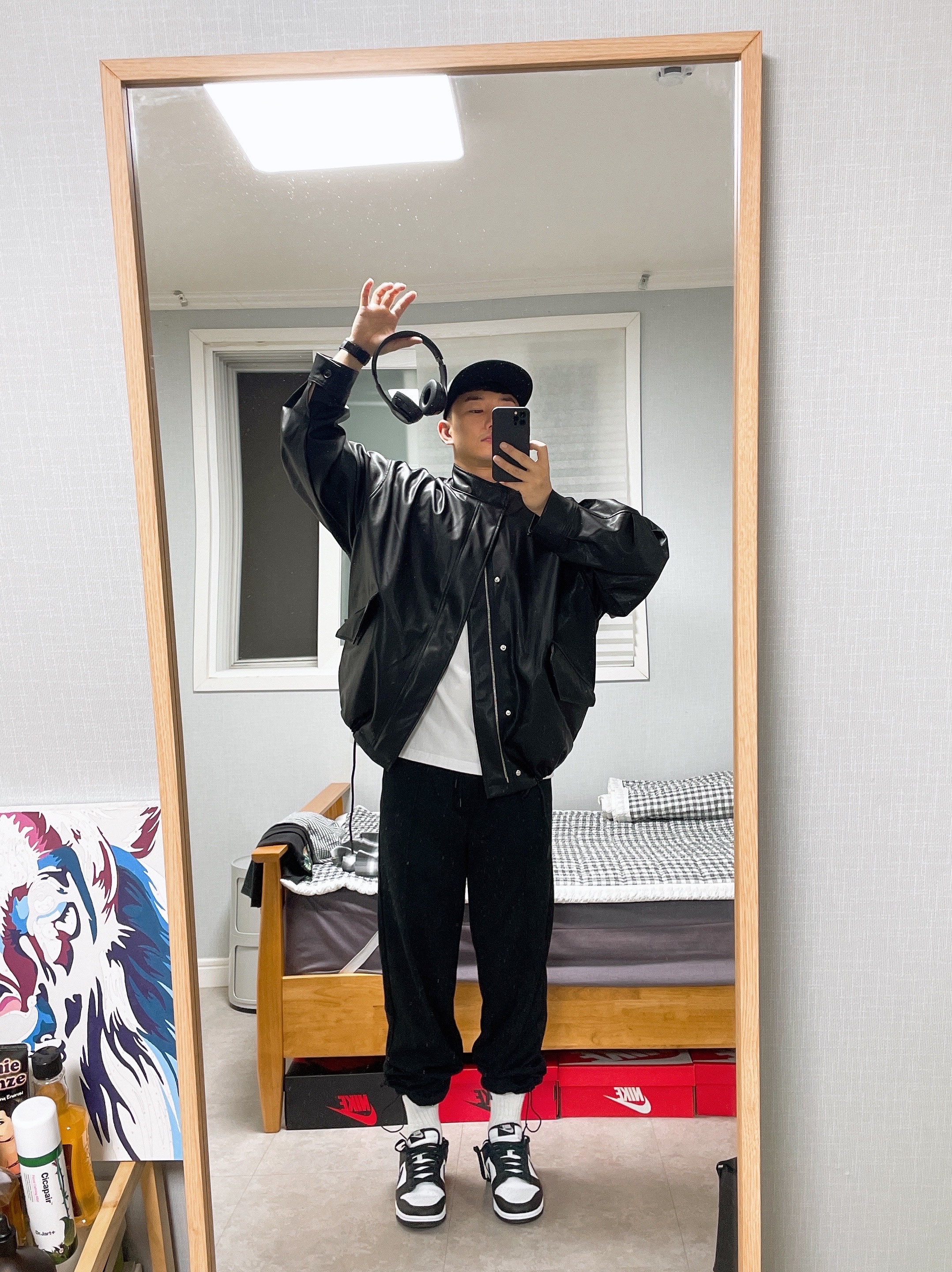 Nike Dunk Low Retro Black 착용 스타일 - 2