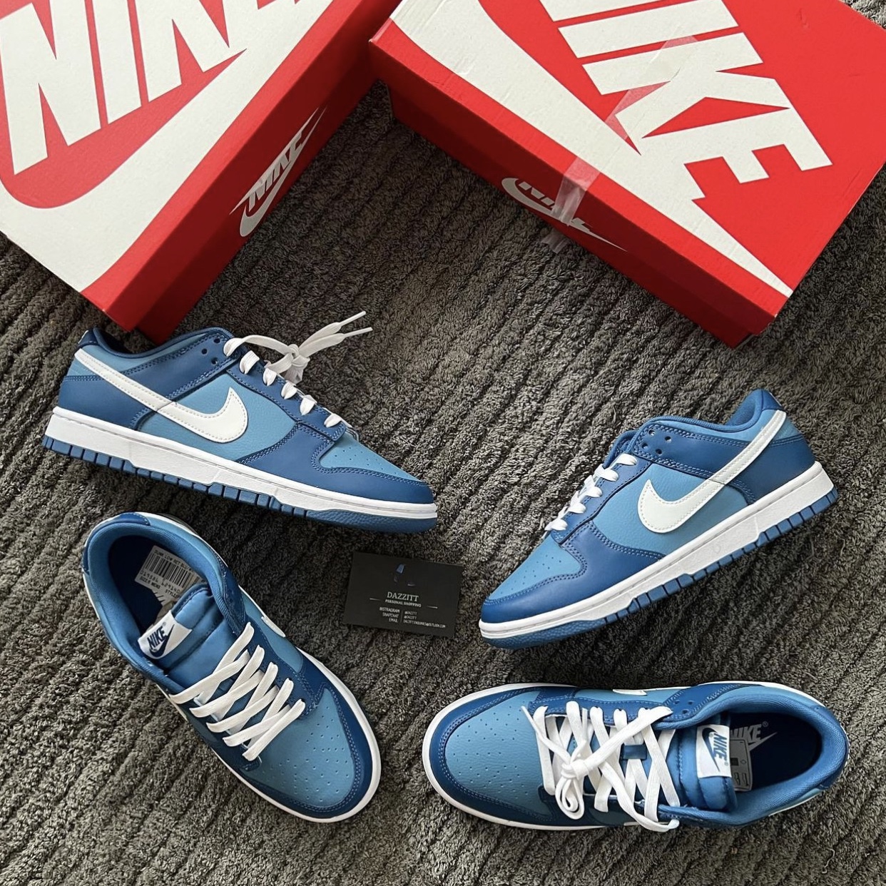 Nike Dunk Low Retro Dark Marina Blue 착용 스타일 - 1