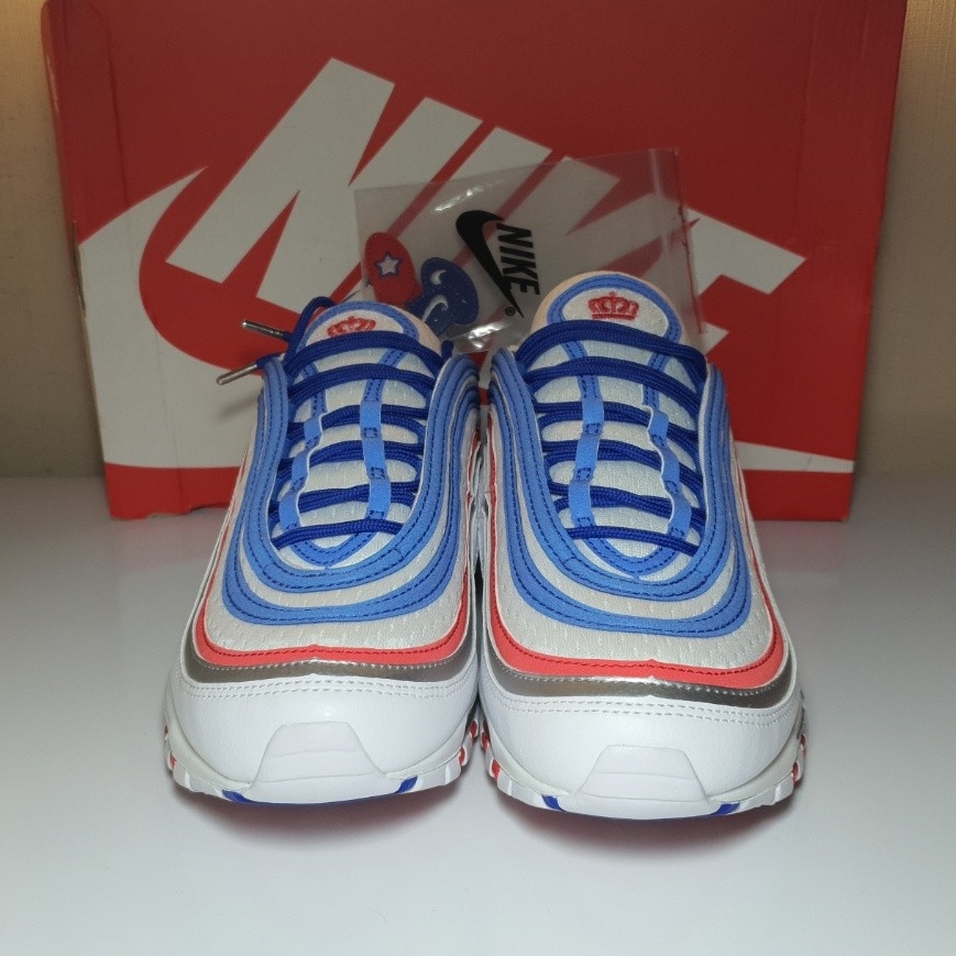 Nike Air Max 97 Game Royal Metallic Silver University Red 착용 스타일 - 1