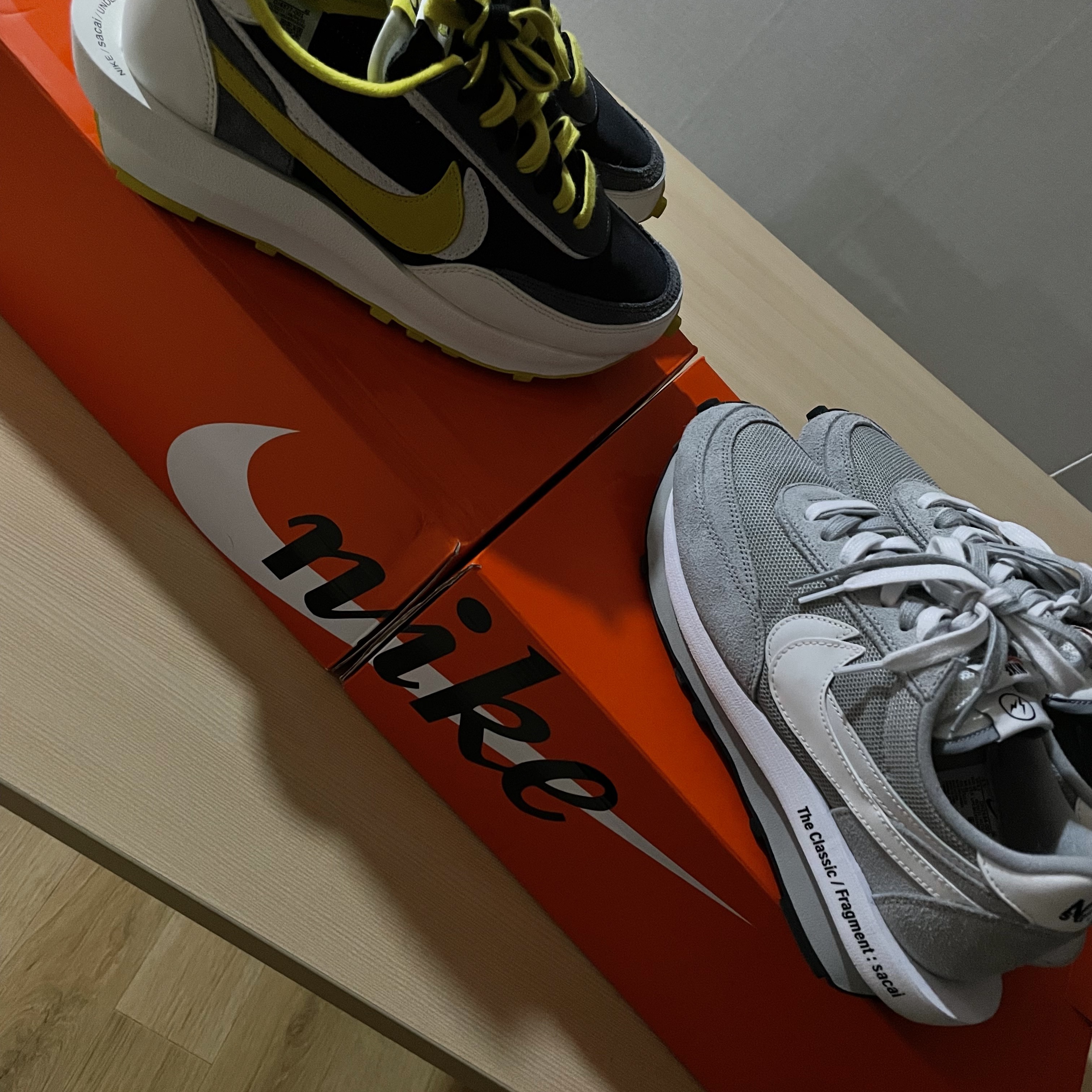 Nike x Sacai x Undercover LDWaffle Black Bright Citron, Nike x Sacai x Fragment LDWaffle Light Smoke Grey 착용 스타일 - 2