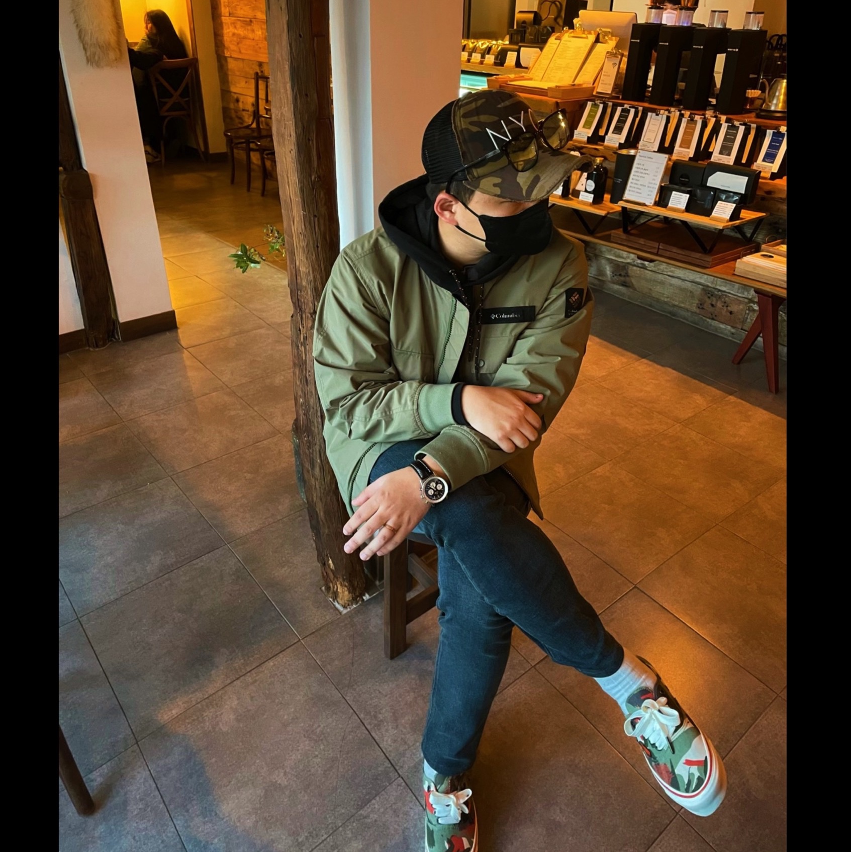 Vans Vault x Nigel Cabourn OG Authentic LX Army Green Camo 착용 스타일