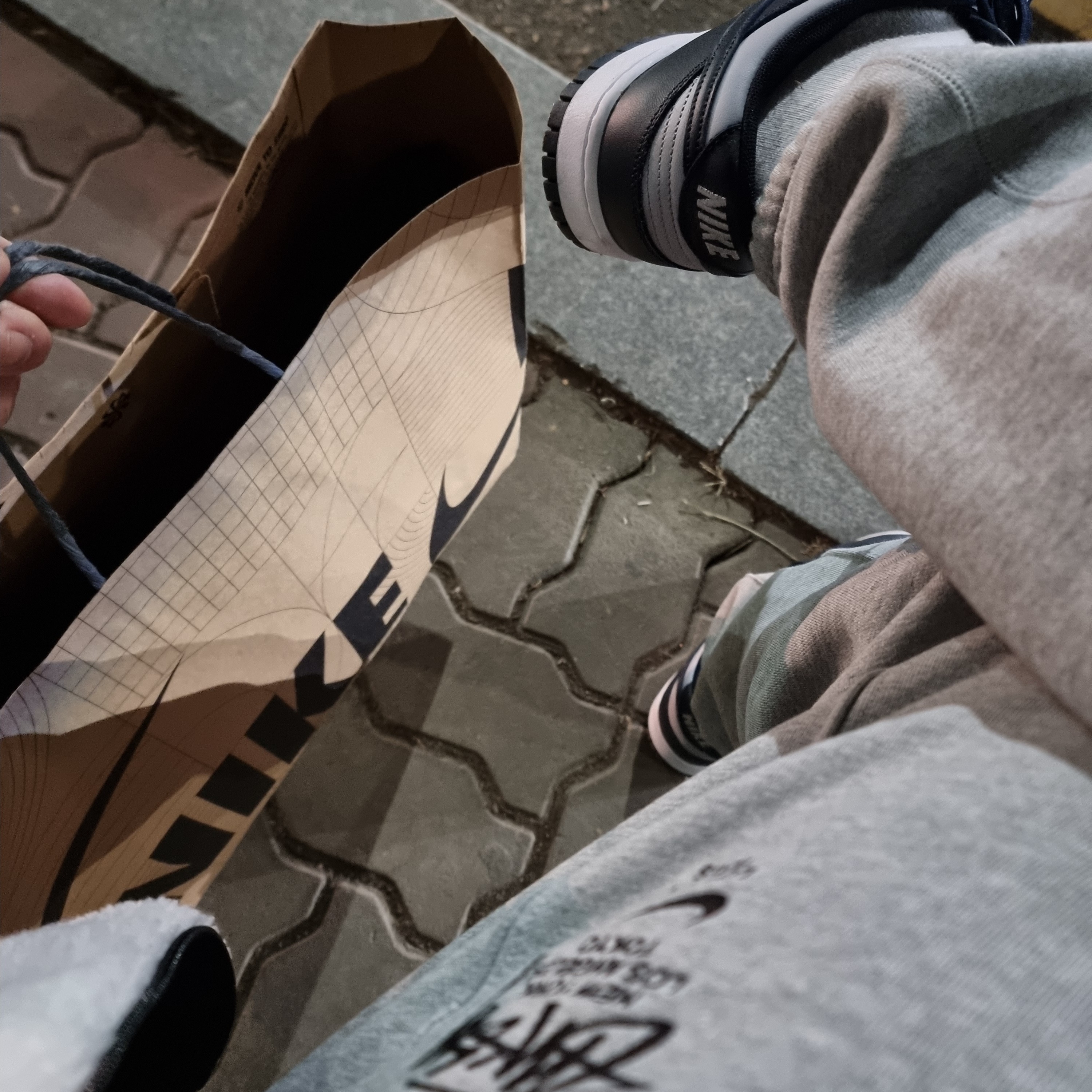 Nike x Stussy NRG ZR Fleece Pants Heather Grey - US/EU, Nike Dunk Low Retro Championship Grey 착용 스타일 - 1