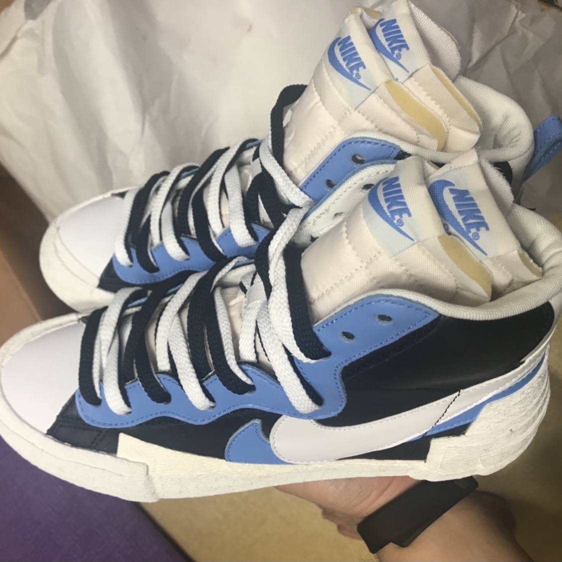 Nike x Sacai Blazer Mid White Black Legend Blue 착용 스타일