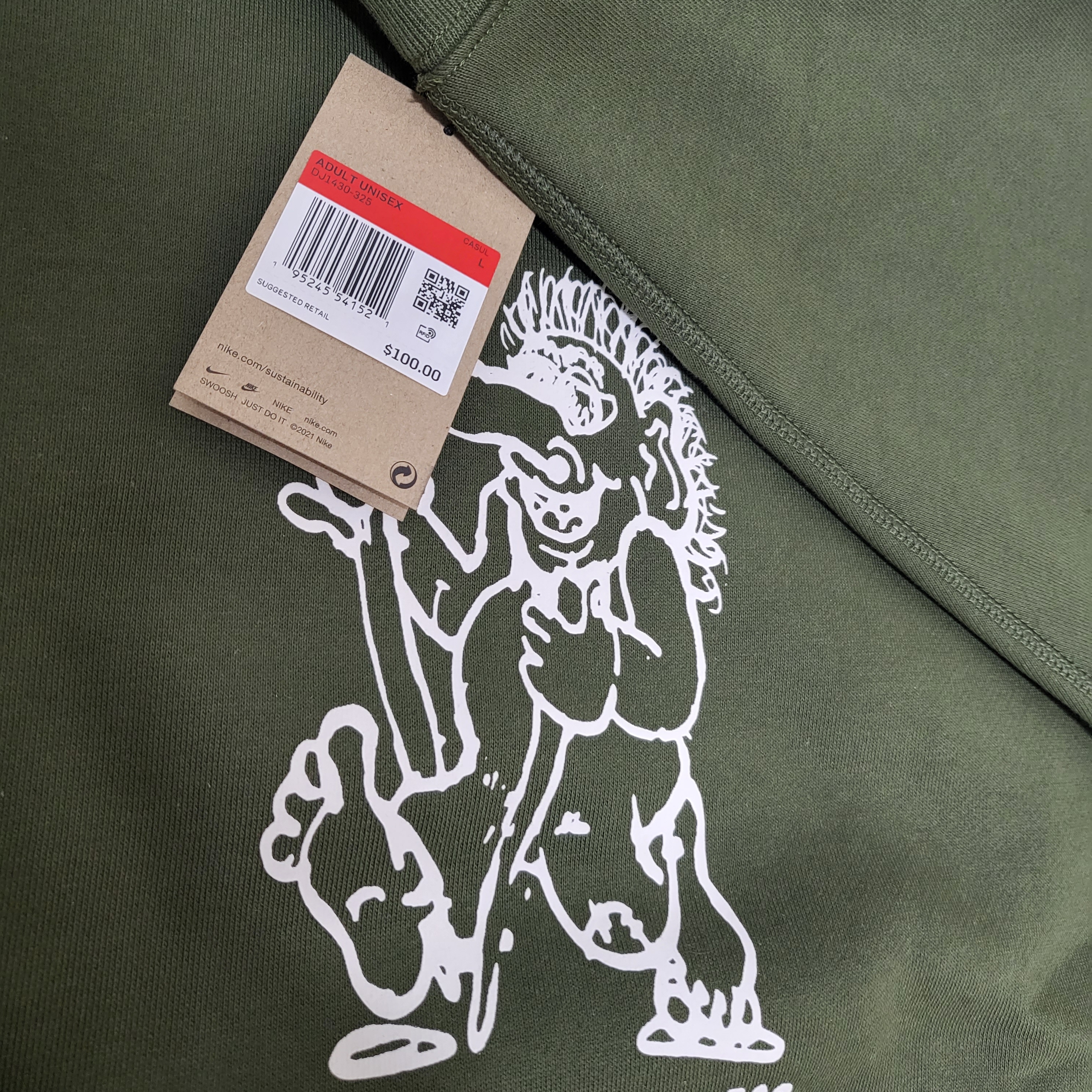 Nike ACG Therma-Fit Fleece Hoodie Troll Graphic Cargo Khaki - Asia, Nike ACG Therma-Fit Fleece Hoodie Troll Graphic Cargo Khaki - US/EU 착용 스타일 - 3