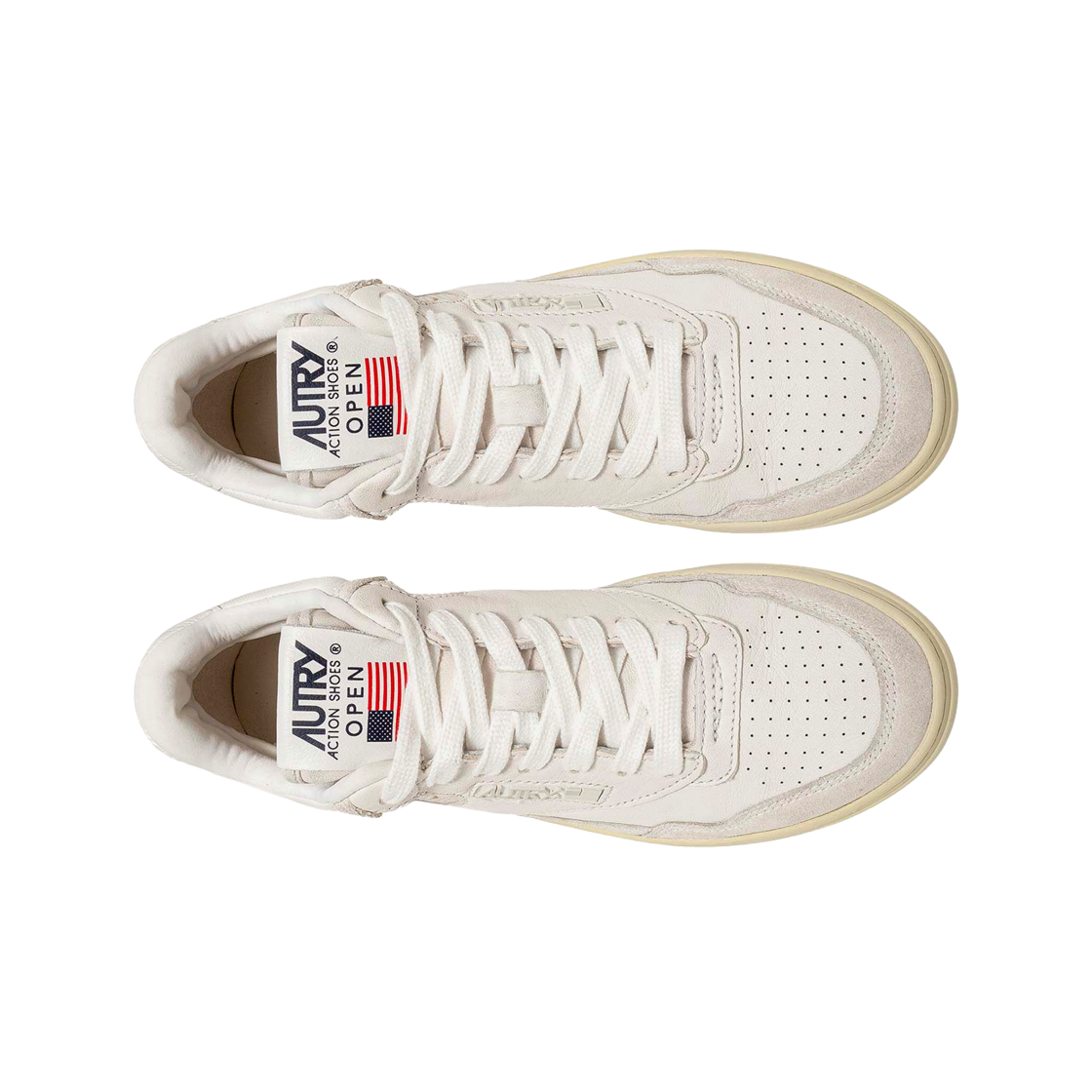 AOMW-CE01 (W) Autry Open Mid Leather Mesh Sneakers White - #2