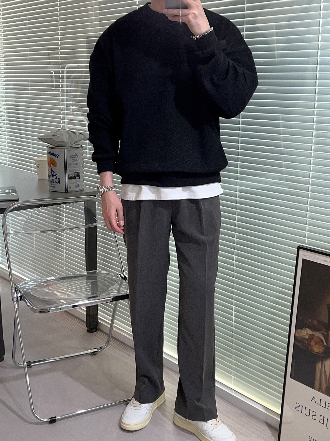 Autry Medalist Low Leather Sneakers White, (W) Autry Medalist Low Leather Sneakers White 착용 스타일 - 3