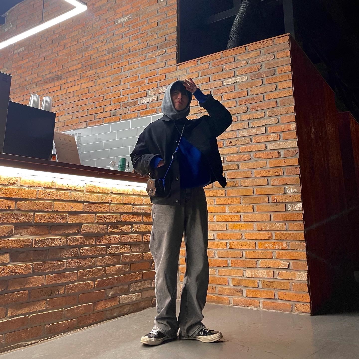 Converse One Star Ox HanByeol Black 착용 스타일