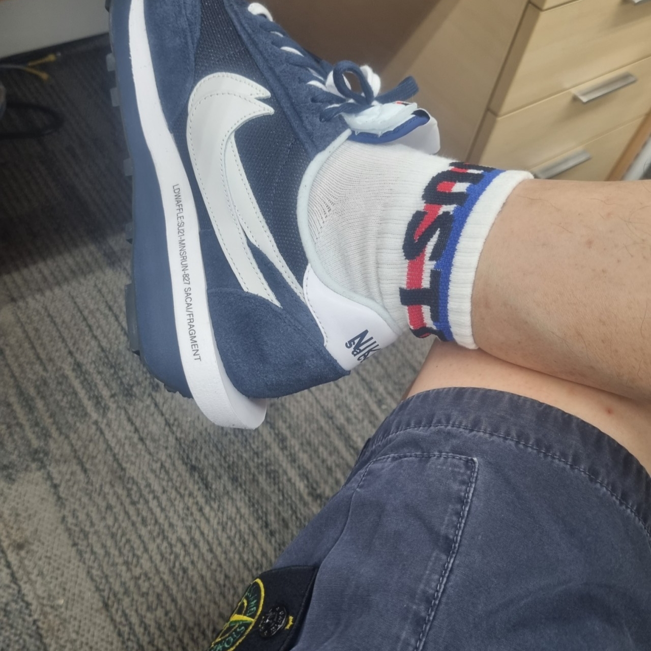 Nike x Sacai x Fragment LDWaffle Blackened Blue 착용 스타일