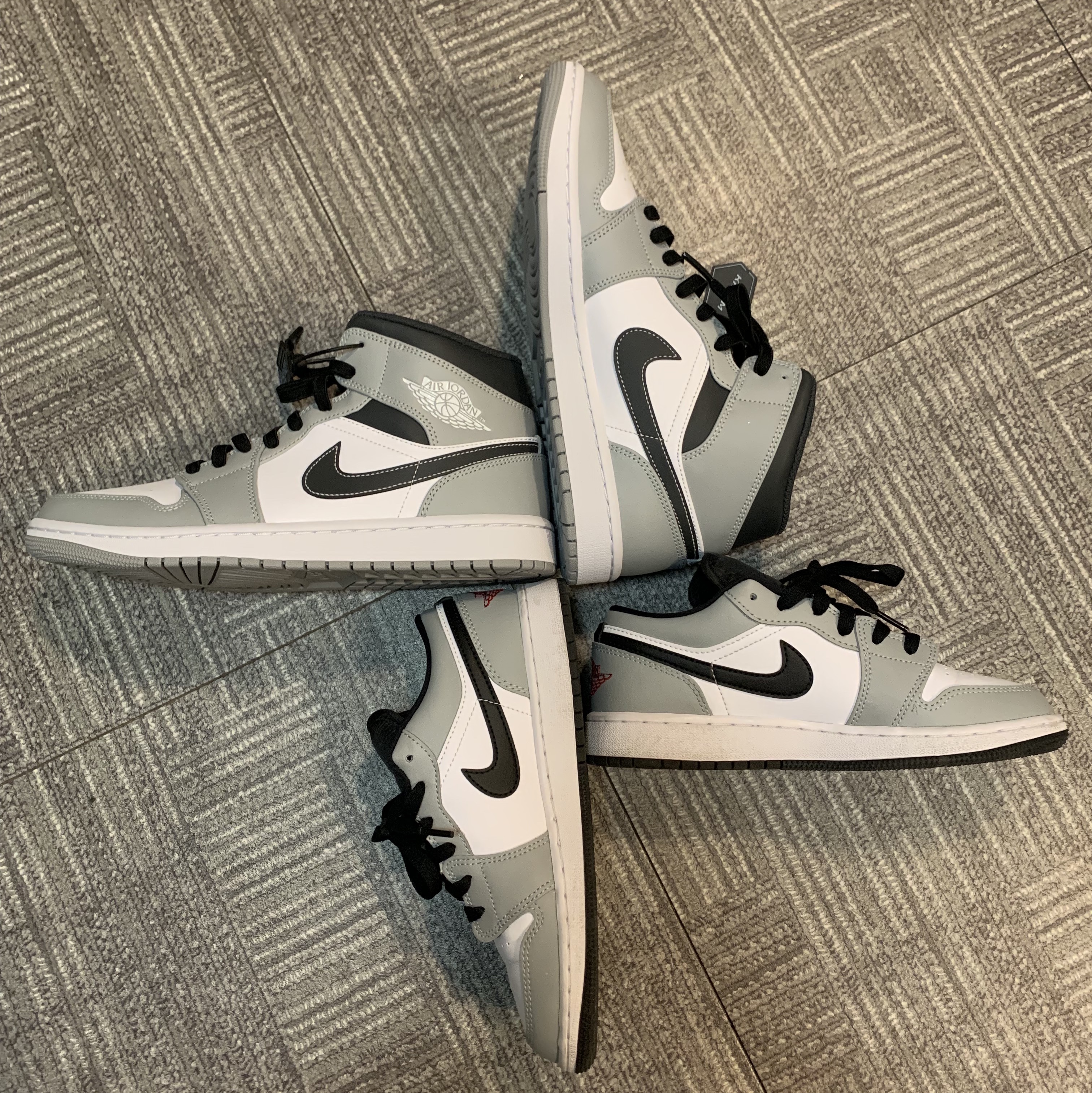 Jordan 1 Mid Light Smoke Grey Anthracite, Jordan 1 Low Light Smoke Grey 착용 스타일 - 4