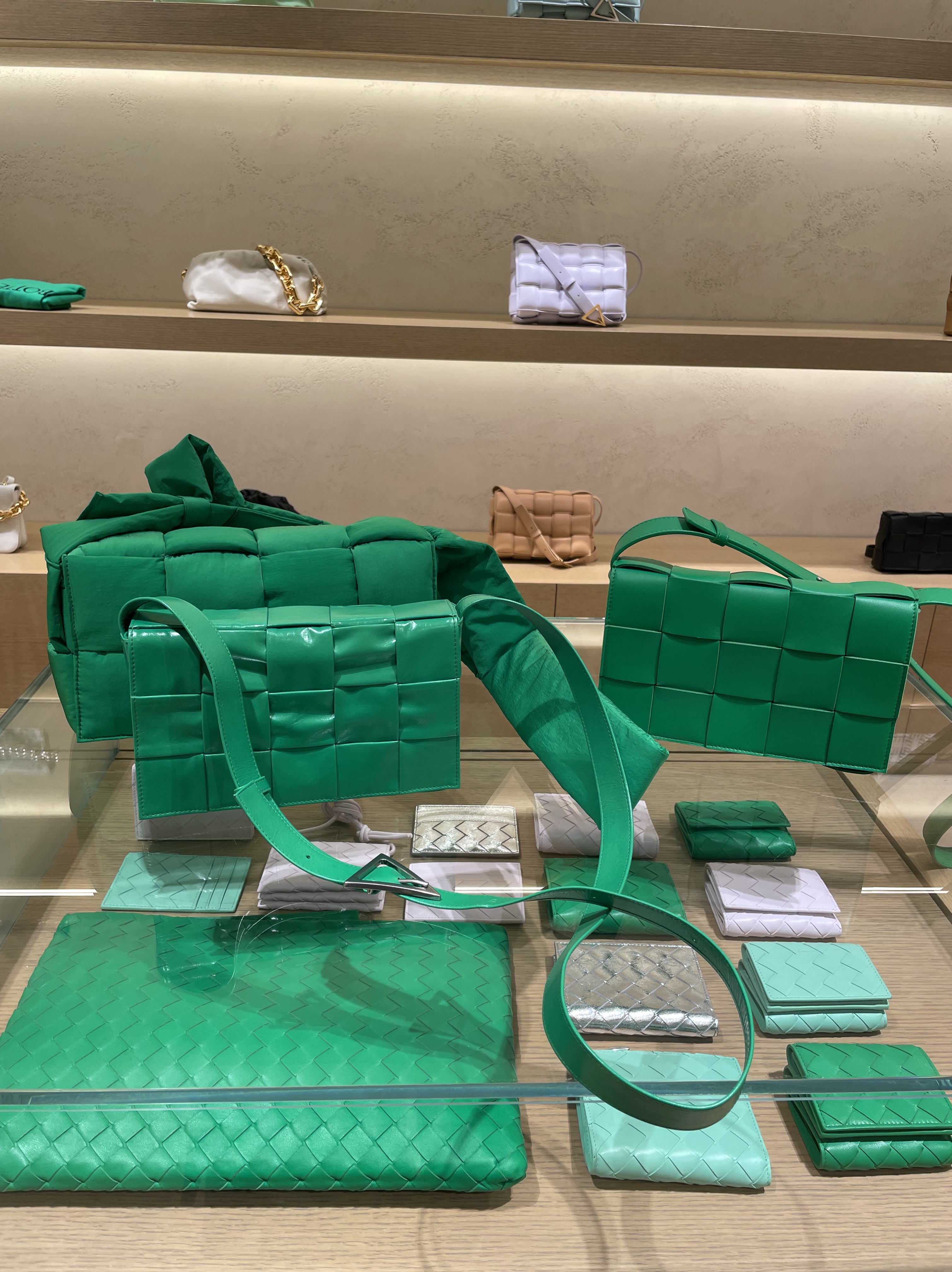 Bottega Veneta Leather Cassette Parakeet, Bottega Veneta Padded Tech Cassette Parakeet 착용 스타일 - 1