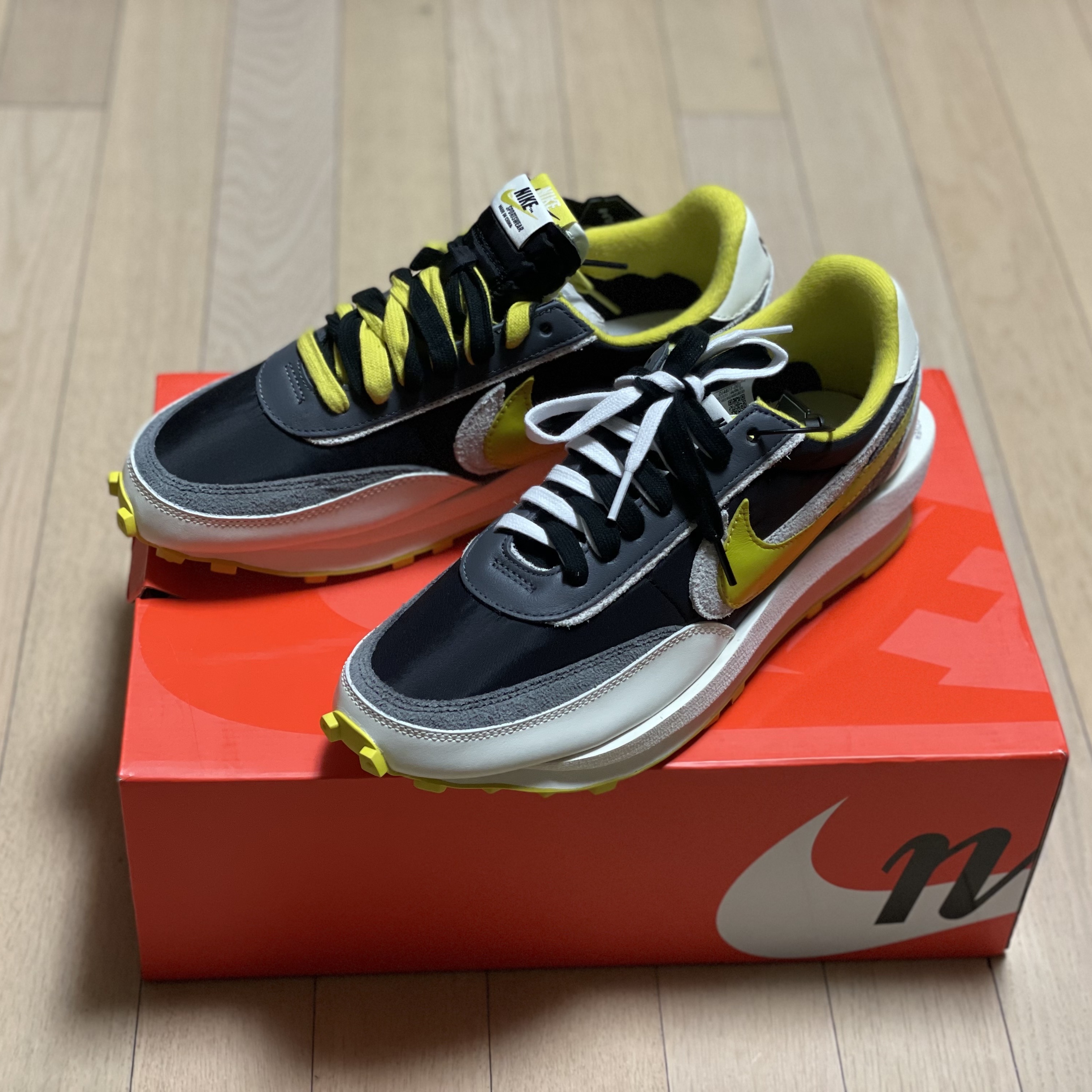 Nike x Sacai x Undercover LDWaffle Black Bright Citron 착용 스타일 - 1
