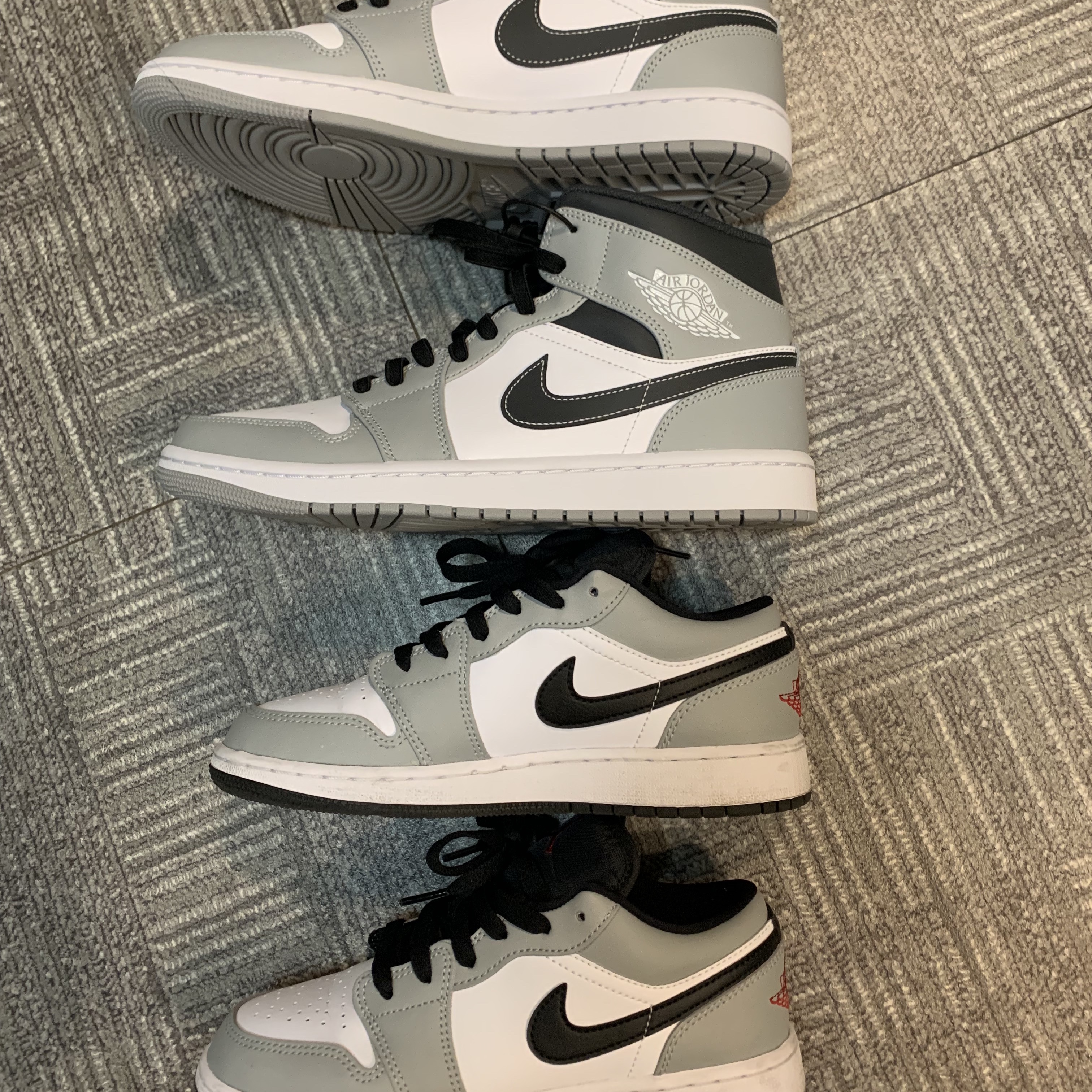 Jordan 1 Mid Light Smoke Grey Anthracite, Jordan 1 Low Light Smoke Grey 착용 스타일 - 3