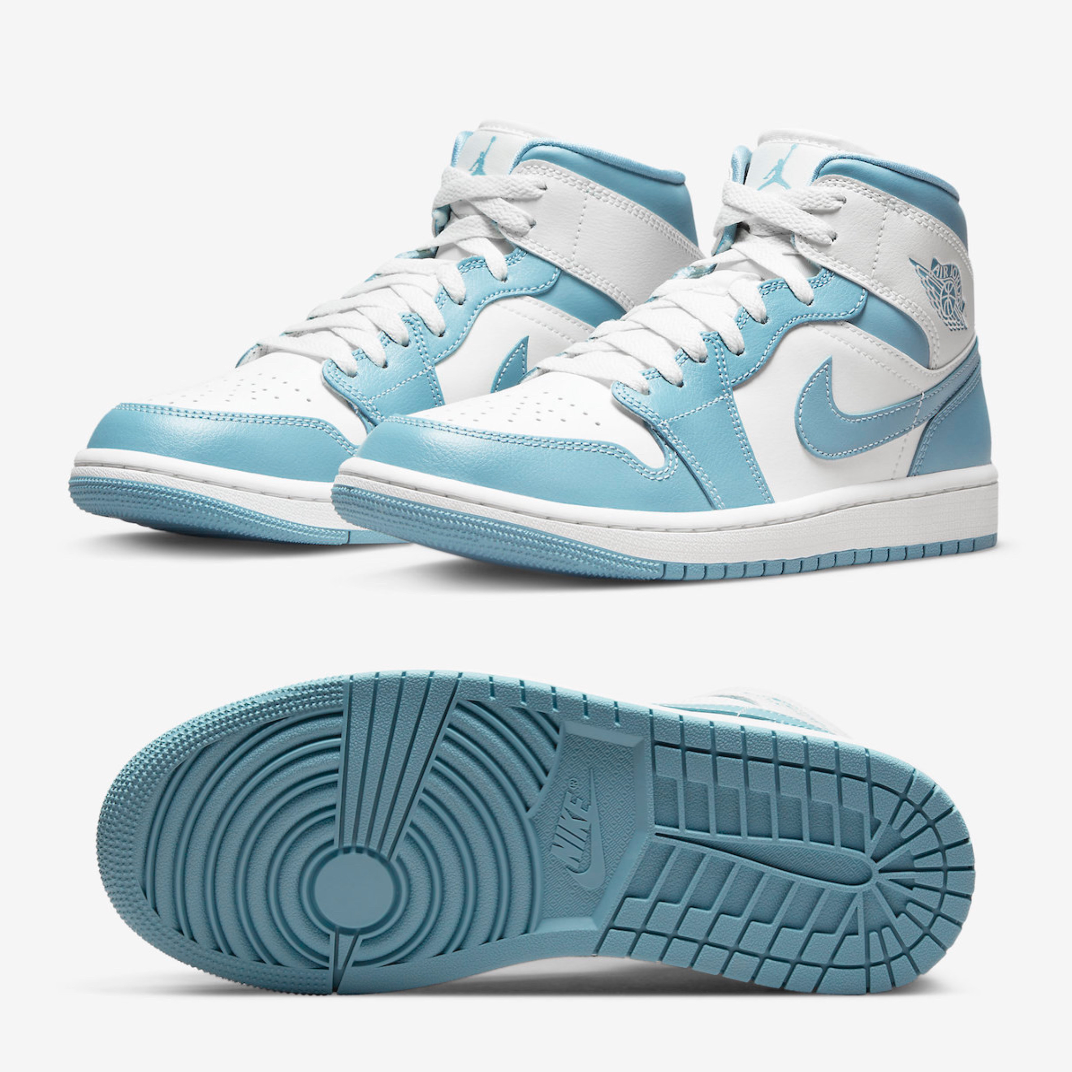 (W) Jordan 1 Mid Sail and Worn Blue 착용 스타일 - 2