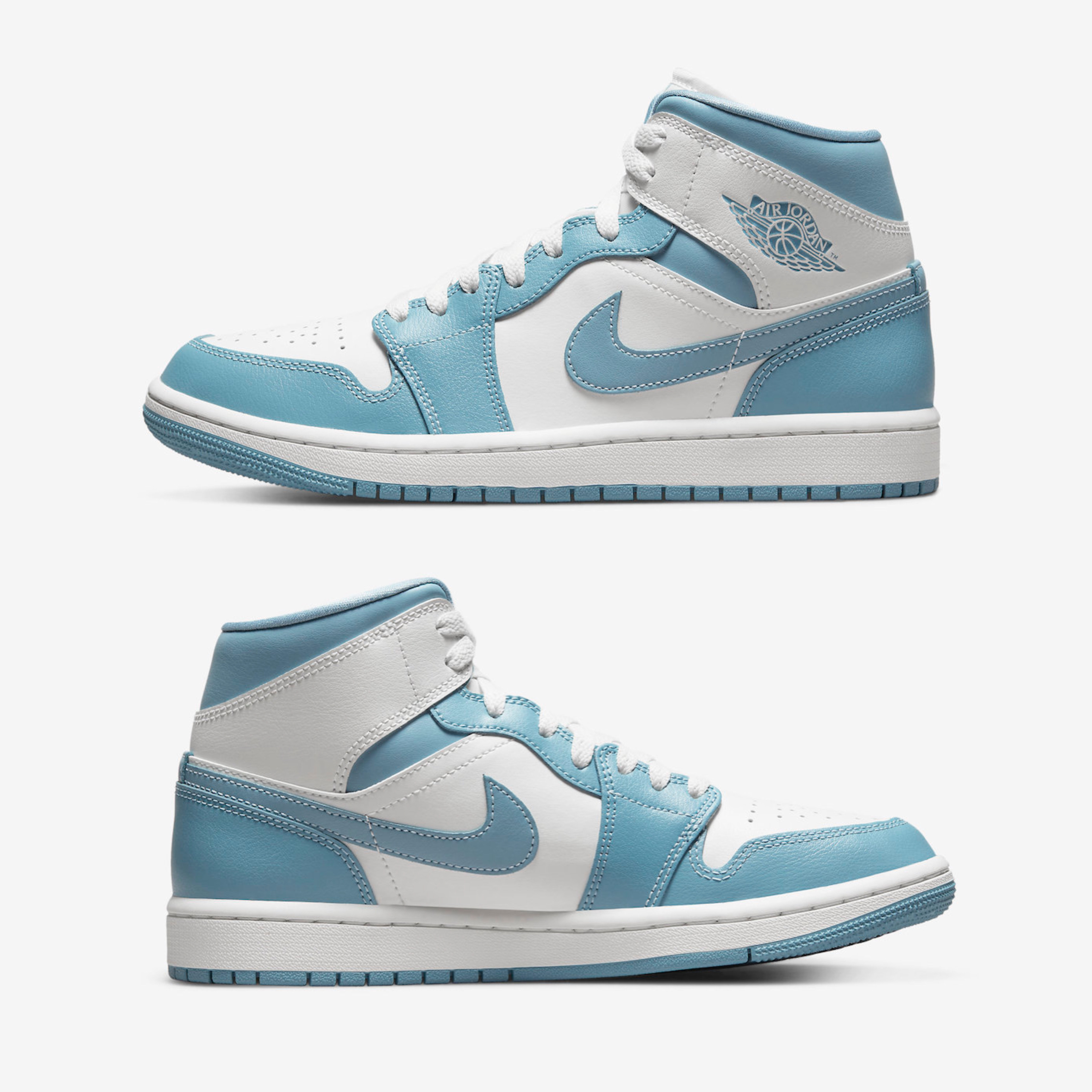 (W) Jordan 1 Mid Sail and Worn Blue 착용 스타일 - 3