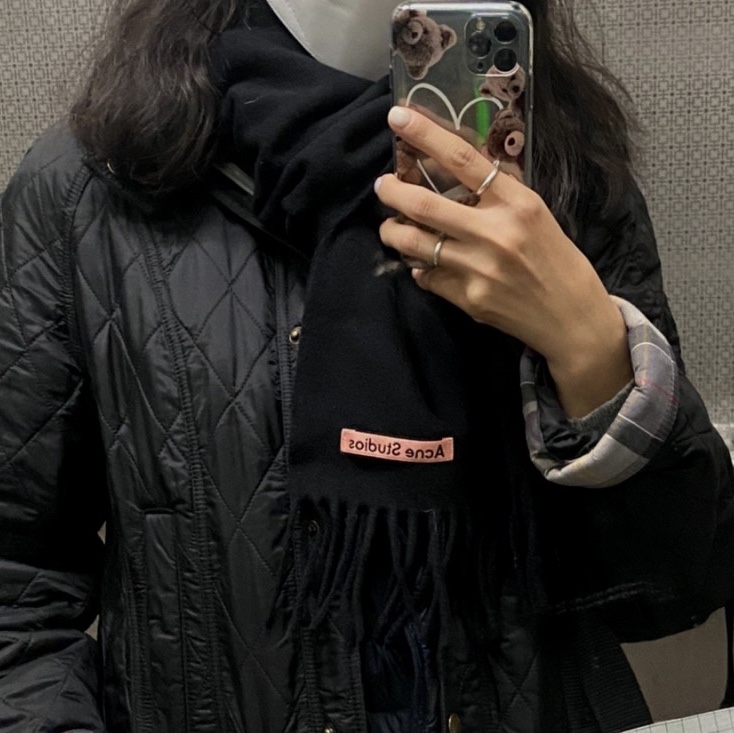 Acne Studios Canada Narrow New Wool Muffler Black, Acne Studios Skinny Wool Muffler Black 착용 스타일