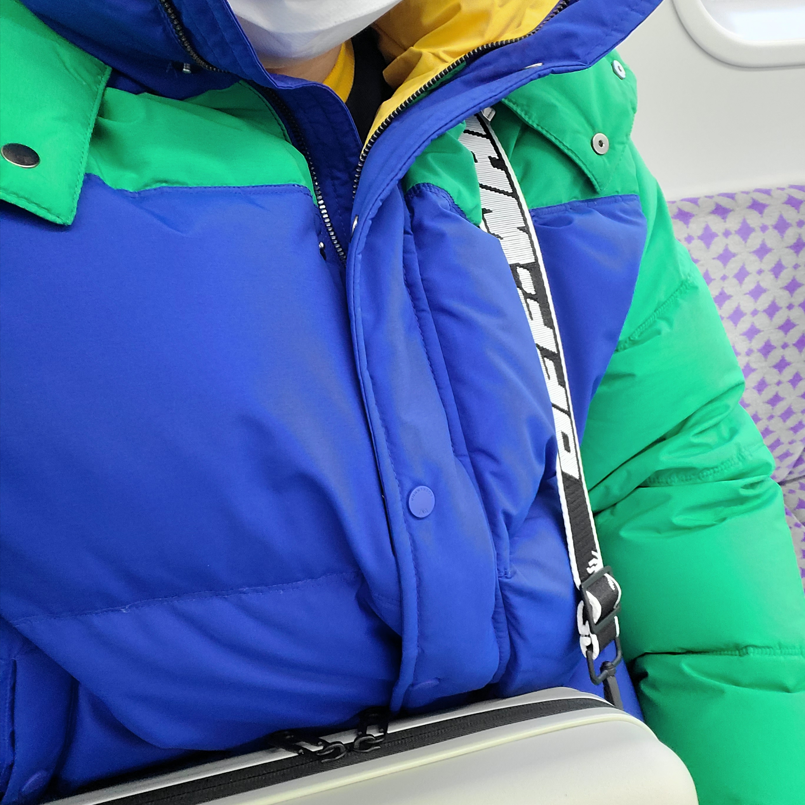 Jordan 1 KO Chicago 2021, Zara x Ader Error Color Block Jacket Green Blue 착용 스타일 - 3