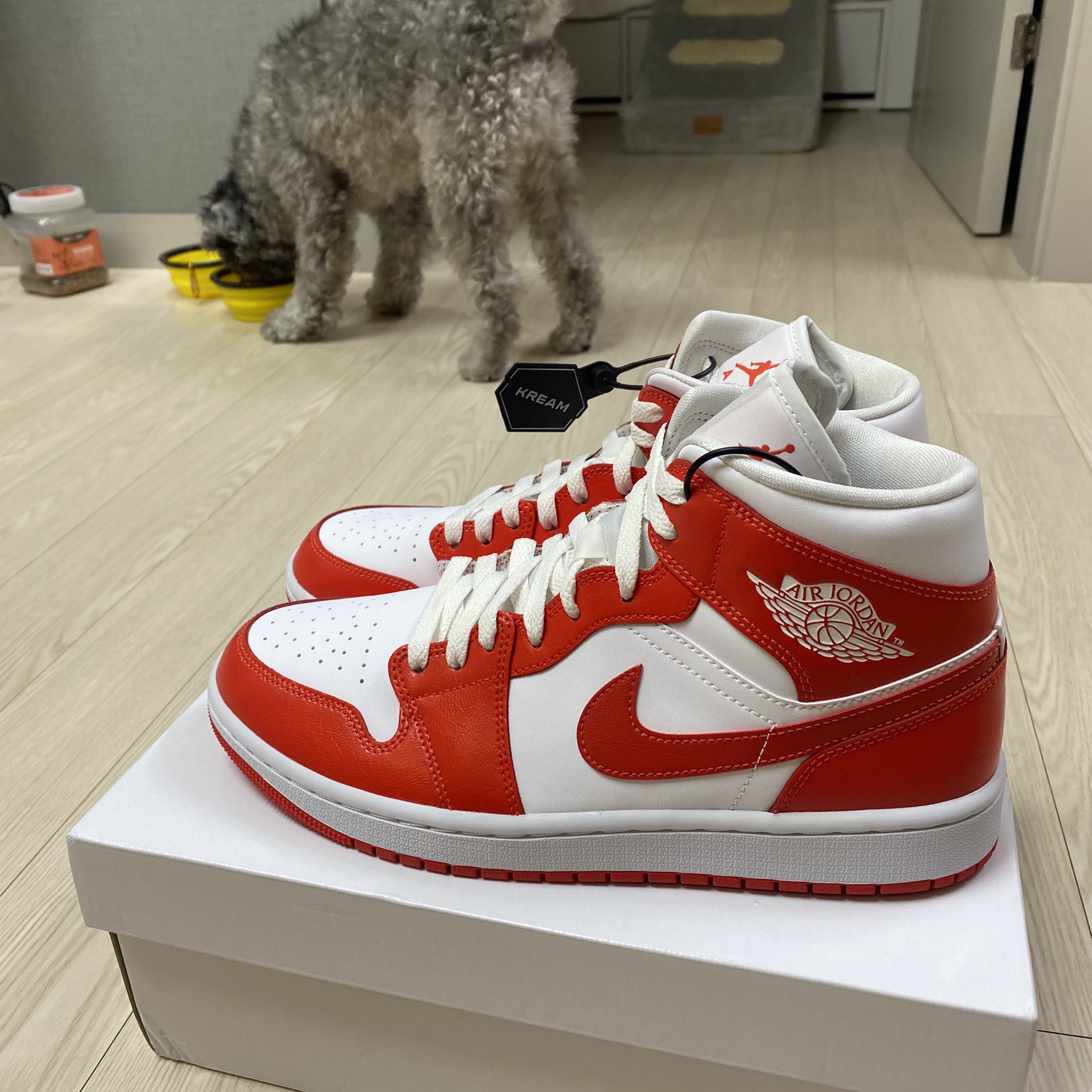 (W) Jordan 1 Mid Habanero Red 착용 스타일 - 2