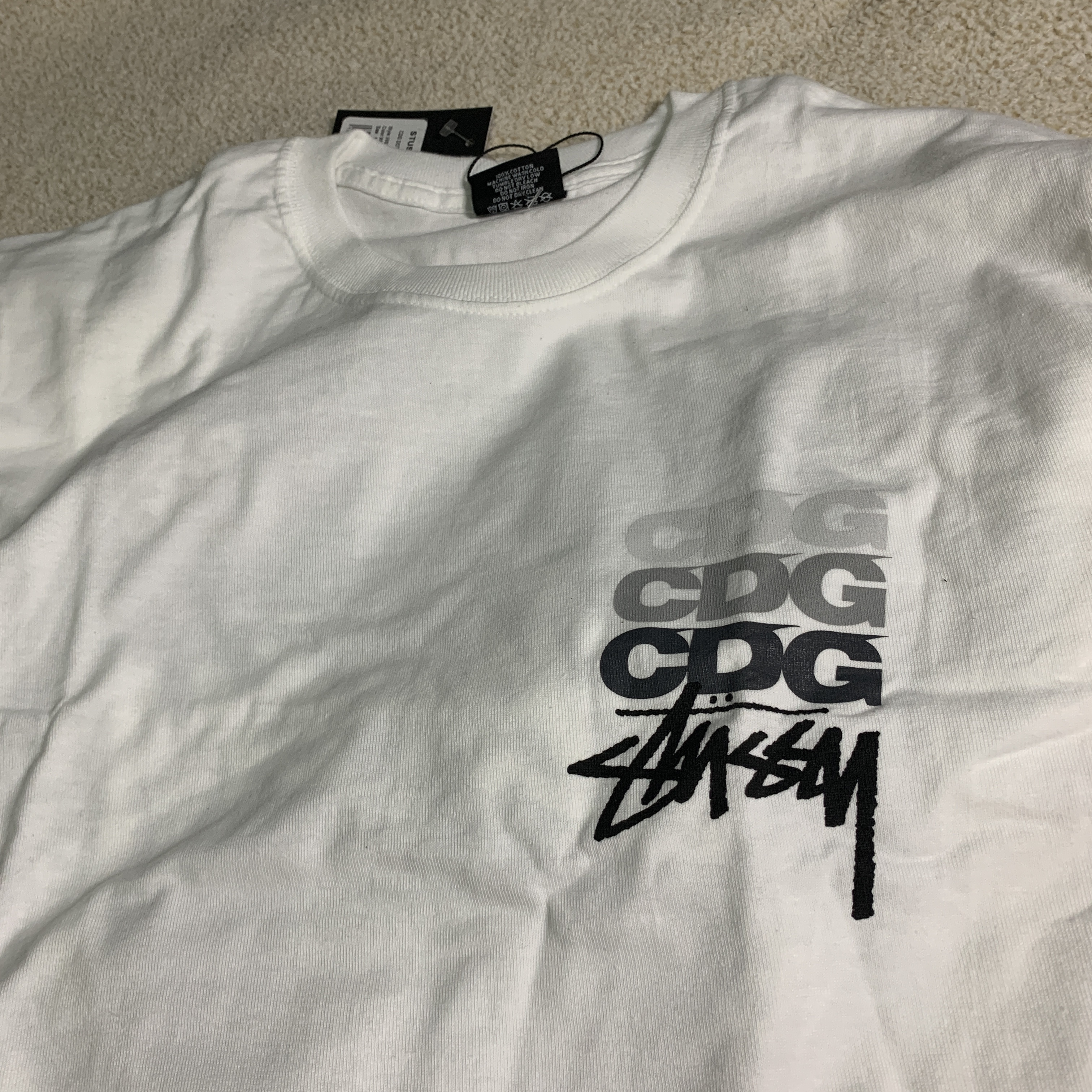 Stussy x CDG Dot LS T-Shirt White 착용 스타일