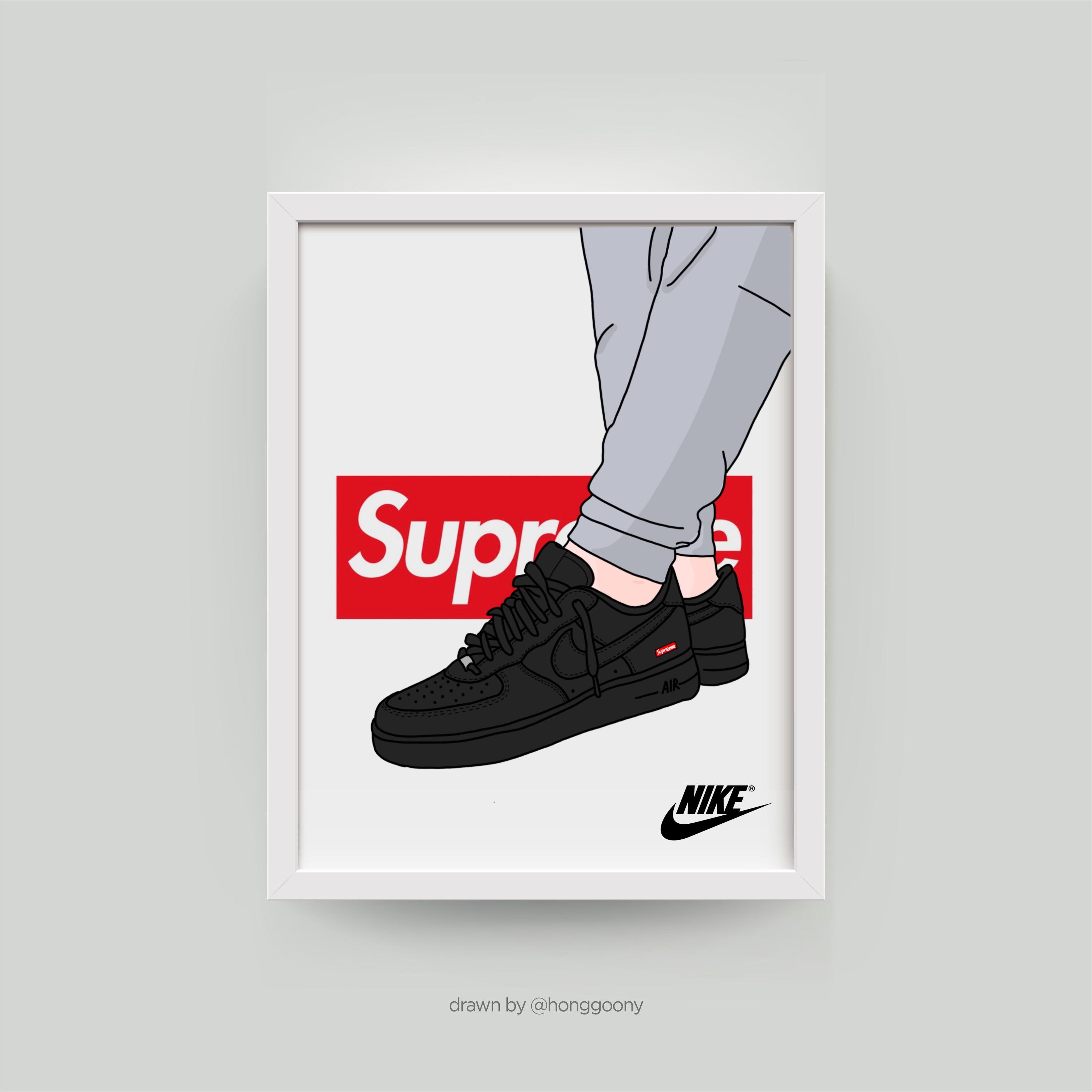 Nike x Supreme Air Force 1 Low Black 착용 스타일