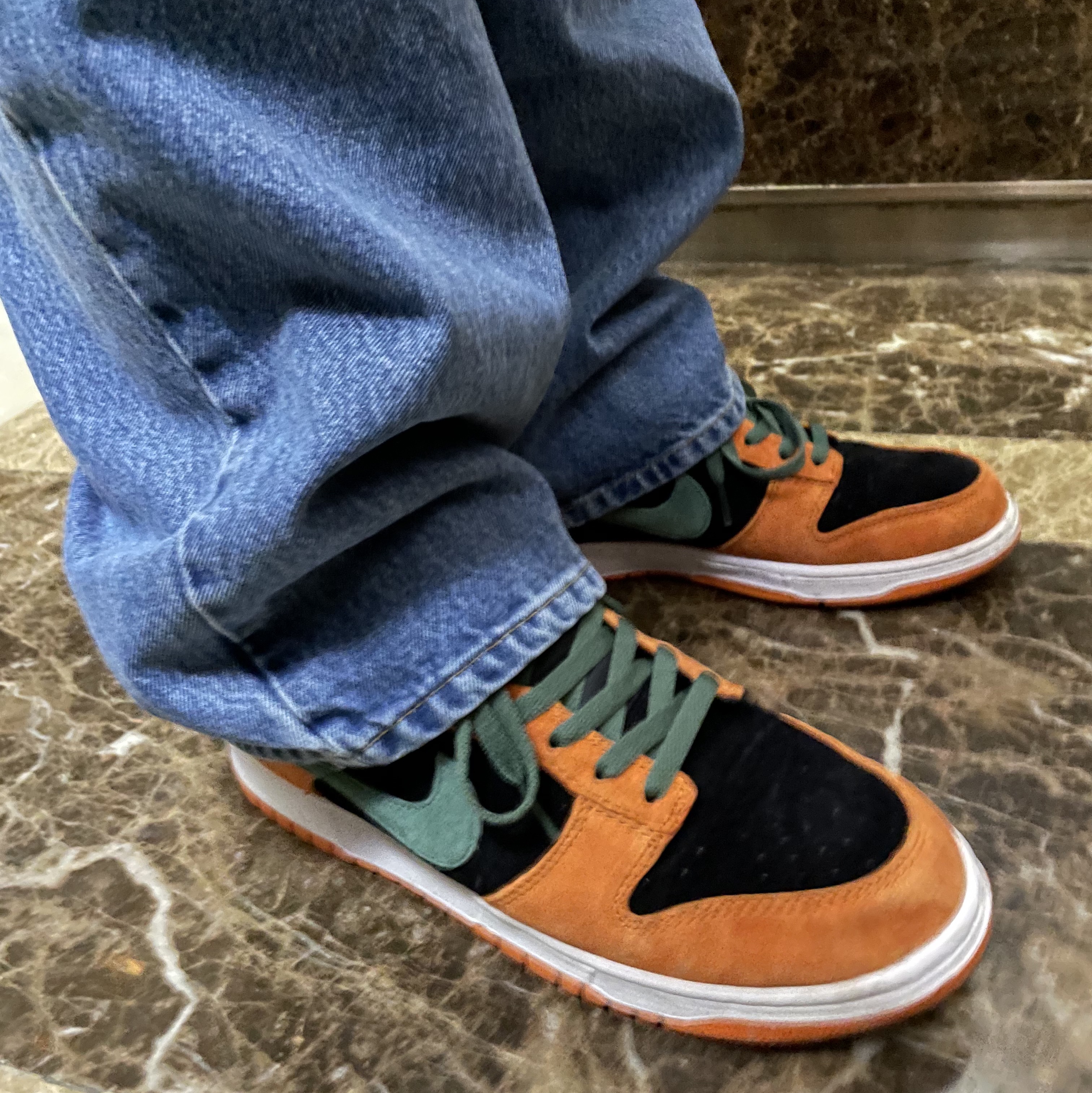 Nike Dunk Low SP Ceramic, Stussy x Noma t.d. Big OL' Jean Stone Wash 착용 스타일 - 4