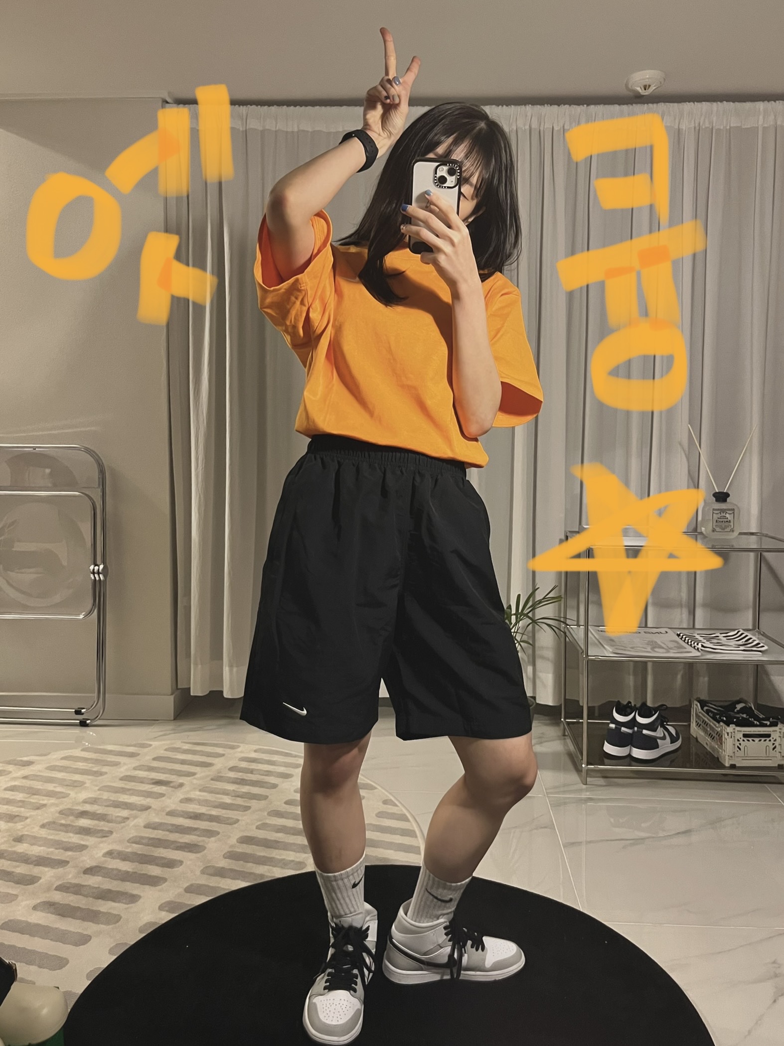 Nike NRG Solo Swoosh Shorts Black - Asia, Nike NRG Solo Swoosh T-Shirt Kumquat - US/EU 착용 스타일 - 3
