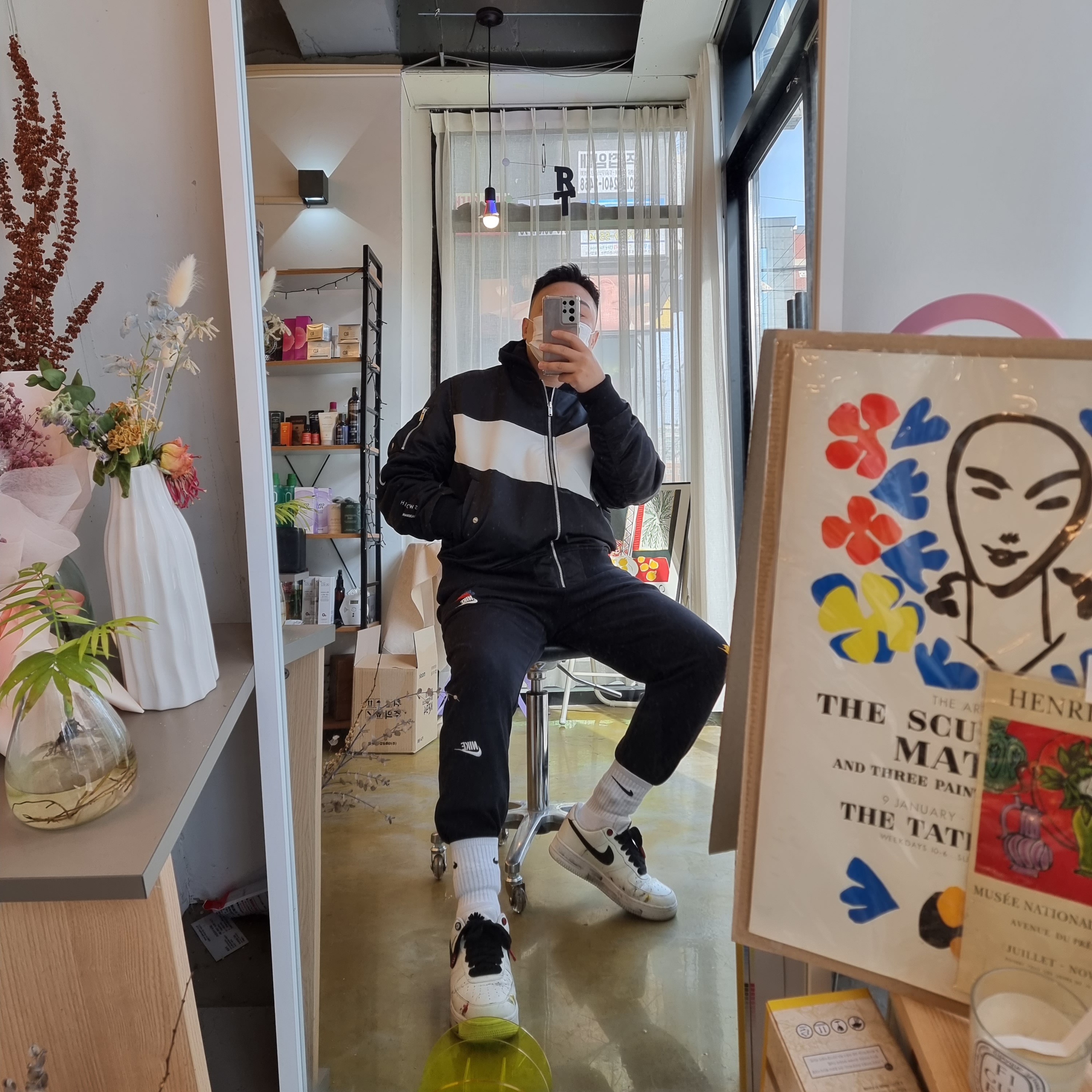 Nike NSW Swoosh Therma-Fit Bomber Black - Asia, Nike x Peaceminusone Air Force 1 Low Para-Noise 2.0 착용 스타일